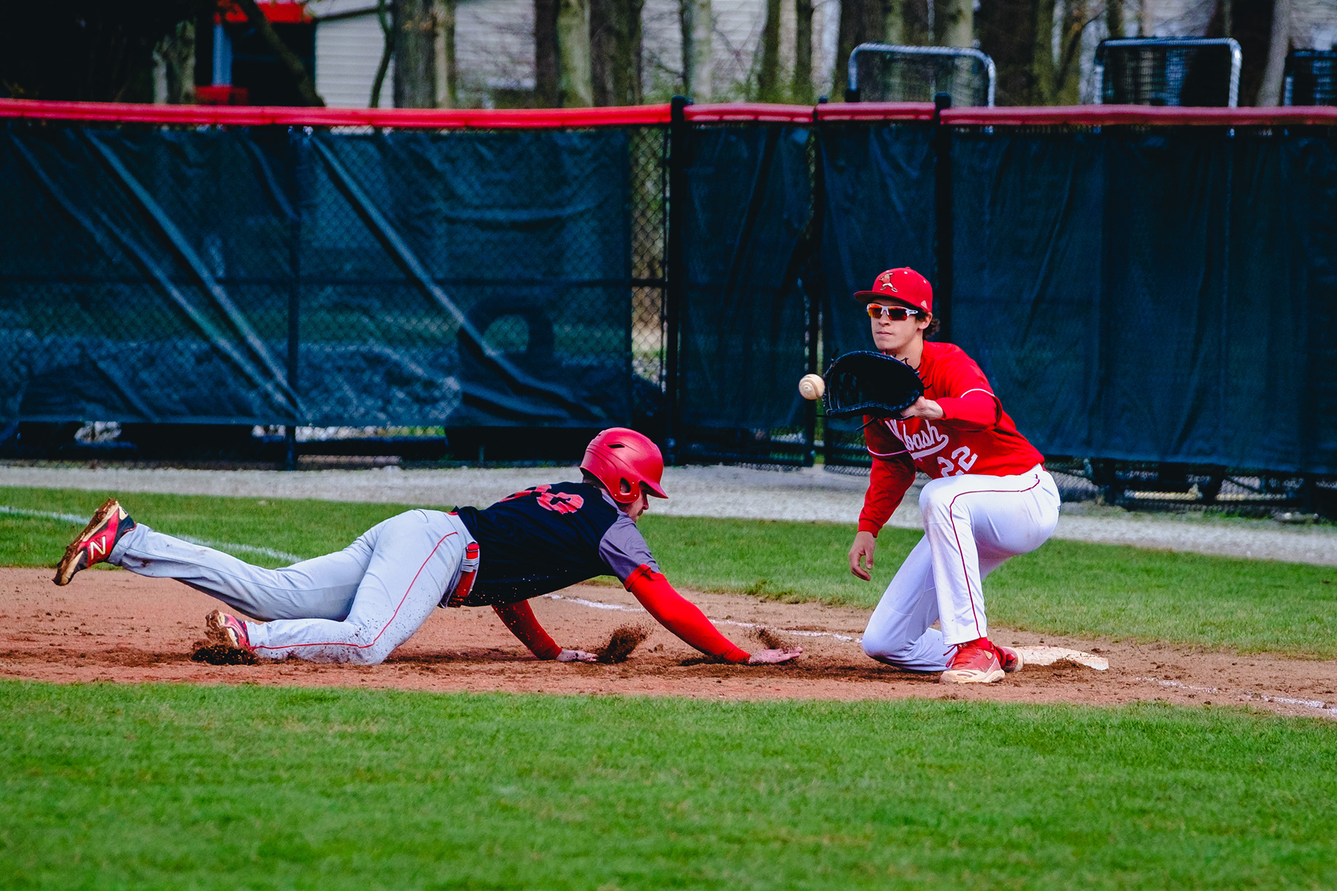 CRAWFORDSVILLE, IN - April 06, 2022 - Infielder Brayden Lentz #22 The Wabash Little Giants during the game between the Wittenberg Tigers and the Wabash Little Giants at the Goodrich Ballpark in Crawfordsville, IN.
