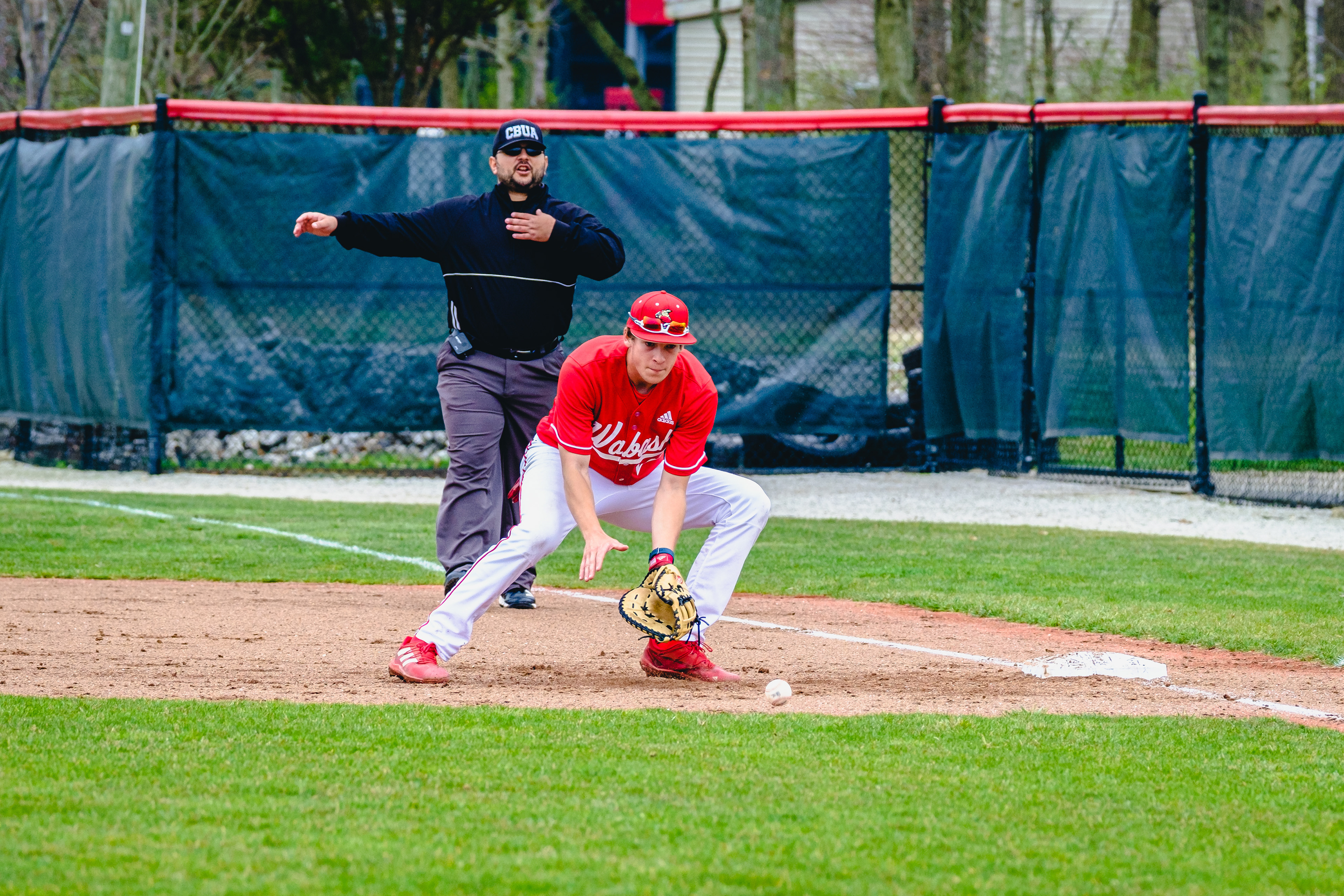CRAWFORDSVILLE, IN – 04.04.2023 – Infielder Brayden Lentz #22 of the Wabash Little Giants during the game against the DePauw Tigers and the Wabash Little Giants at Goodrich Ballpark in Crawfordsville, IN. 