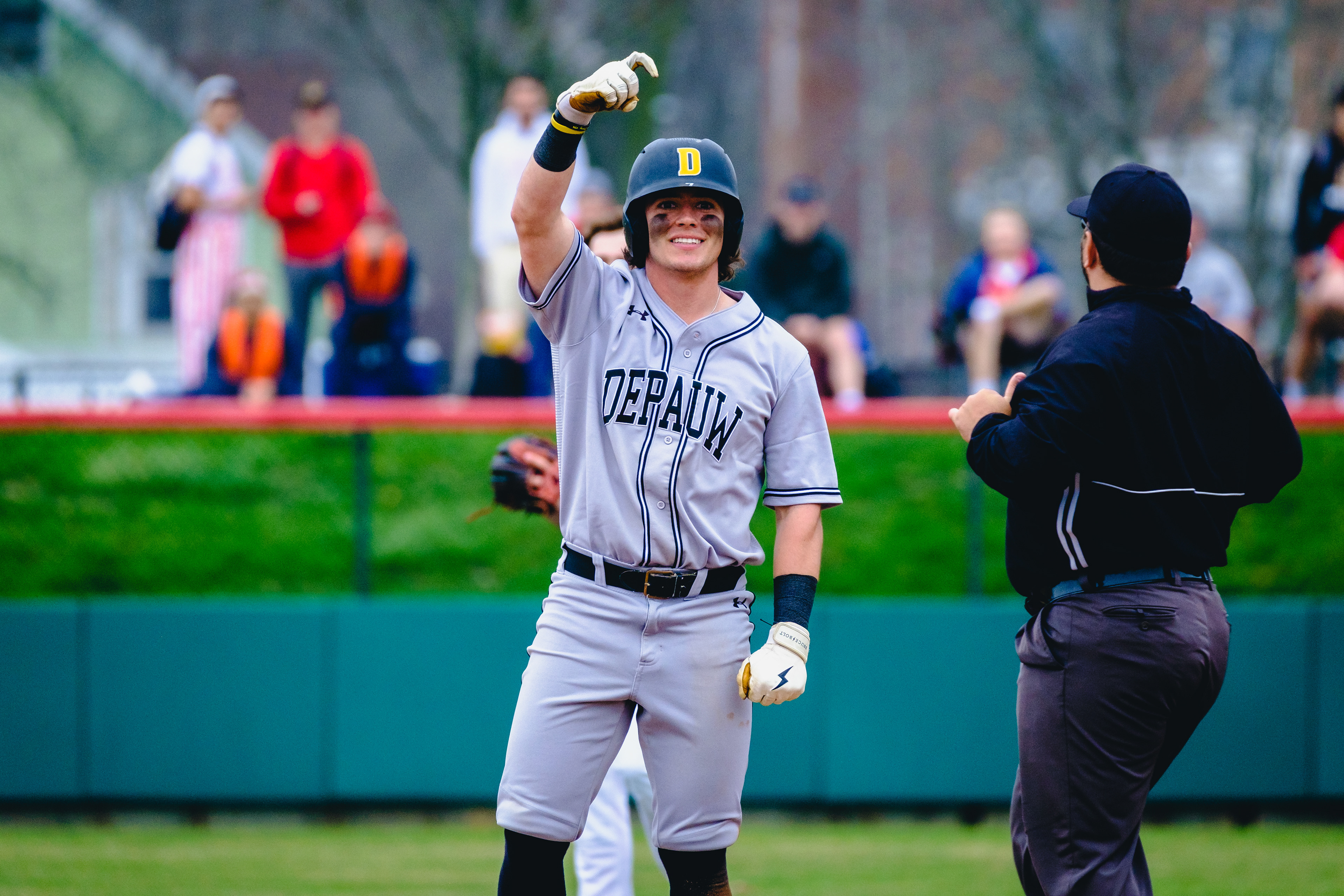 CRAWFORDSVILLE, IN – 04.04.2023 – The DePauw Tigers during the game against the DePauw Tigers and the Wabash Little Giants at Goodrich Ballpark in Crawfordsville, IN. 