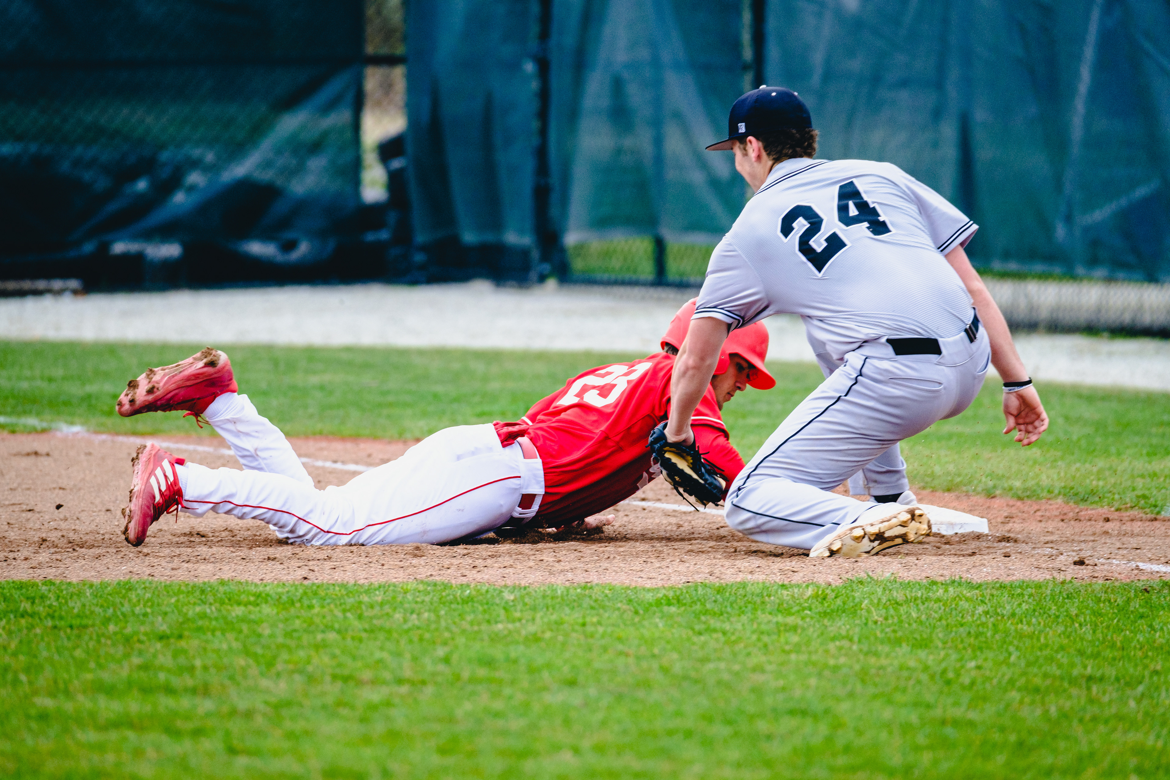 CRAWFORDSVILLE, IN – 04.04.2023 – Infielder William McKinzie #23 of the Wabash Little Giants during the game against the DePauw Tigers and the Wabash Little Giants at Goodrich Ballpark in Crawfordsville, IN. 