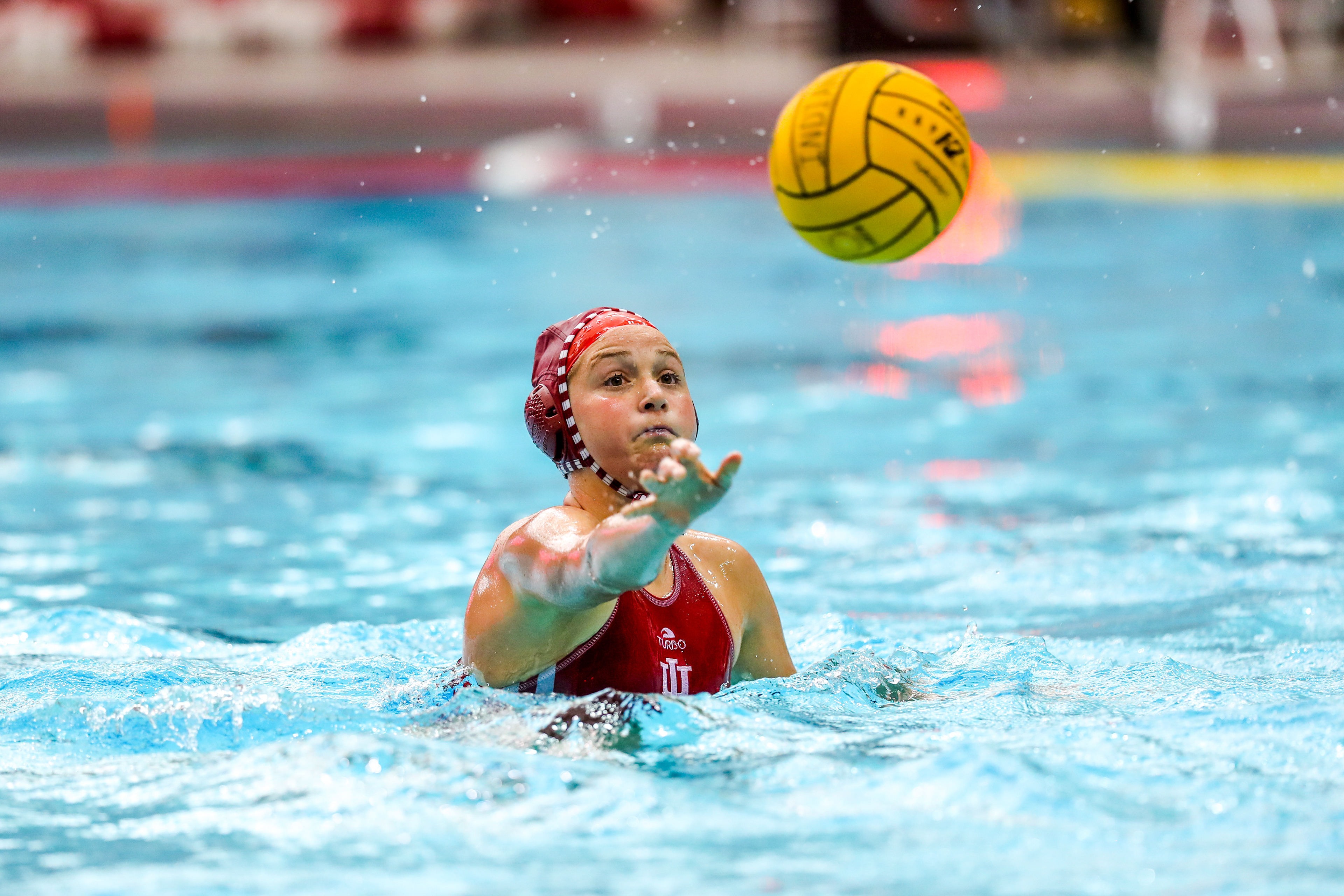 BLOOMINGTON, IN - April 13, 2021 - utility Katherine Hawkins #7 of the Indiana Hoosiers during the game against the UCLA Bruins and the Indiana Hoosiers at Counsilman-Billingsley Aquatic Center in Bloomington, IN.