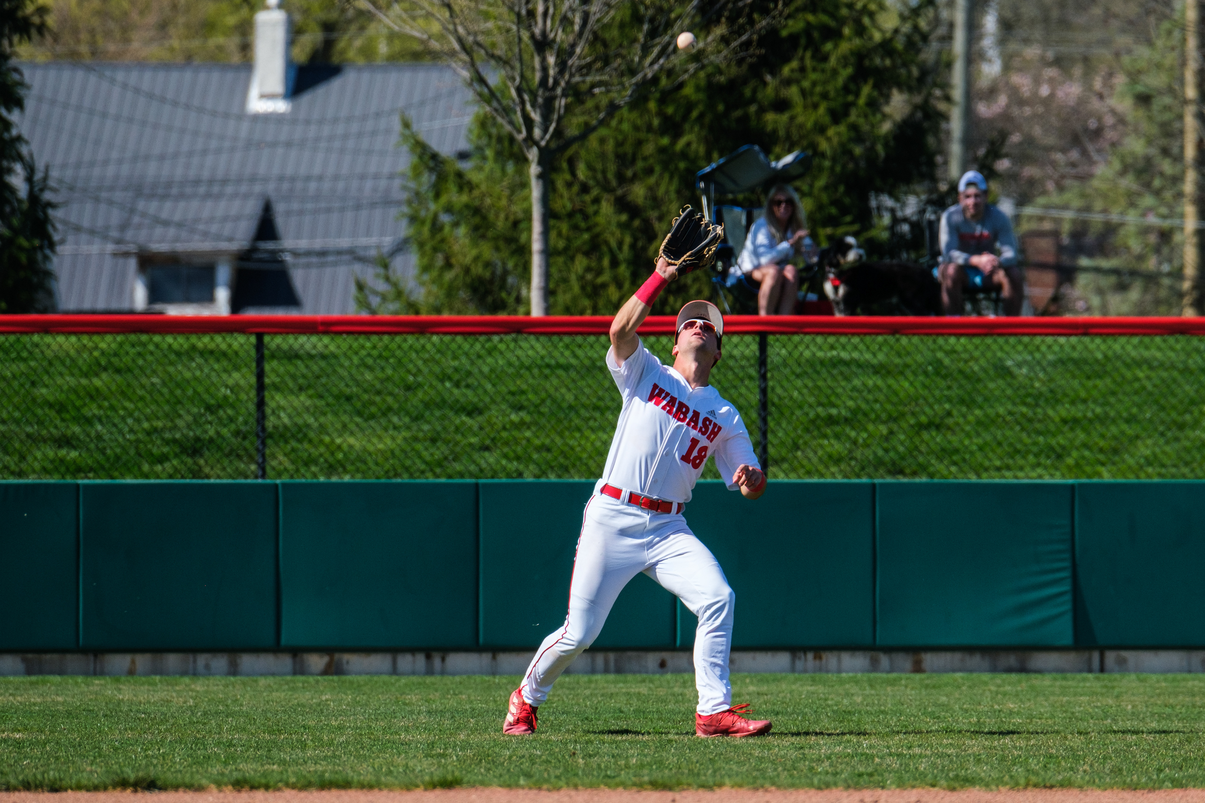 CRAWFORDSVILLE, IN – 04.11.2023 – Outfielder Camden Scheidt #18 of the Wabash Little Giants during the game against the Anderson Ravens and the Wabash Little Giants at Goodrich Ballpark in Crawfordsville, IN.