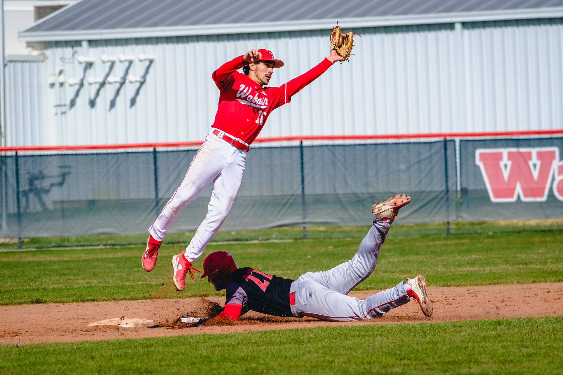CRAWFORDSVILLE, IN - April 06, 2022 - Infielder Austin Simmers #10 The Wabash Little Giants during the game between the Wittenberg Tigers and the Wabash Little Giants at the Goodrich Ballpark in Crawfordsville, IN.