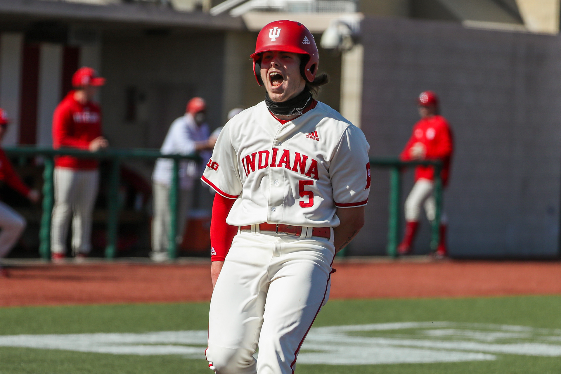 BLOOMINGTON, IN - March 20, 2021 -  Infielder Paul Toetz #5 of the Indiana Hoosiers during the game between the Purdue Boilermakers and the Indiana Hoosiers at the Bart Kaufman Field in Bloomington, IN. 