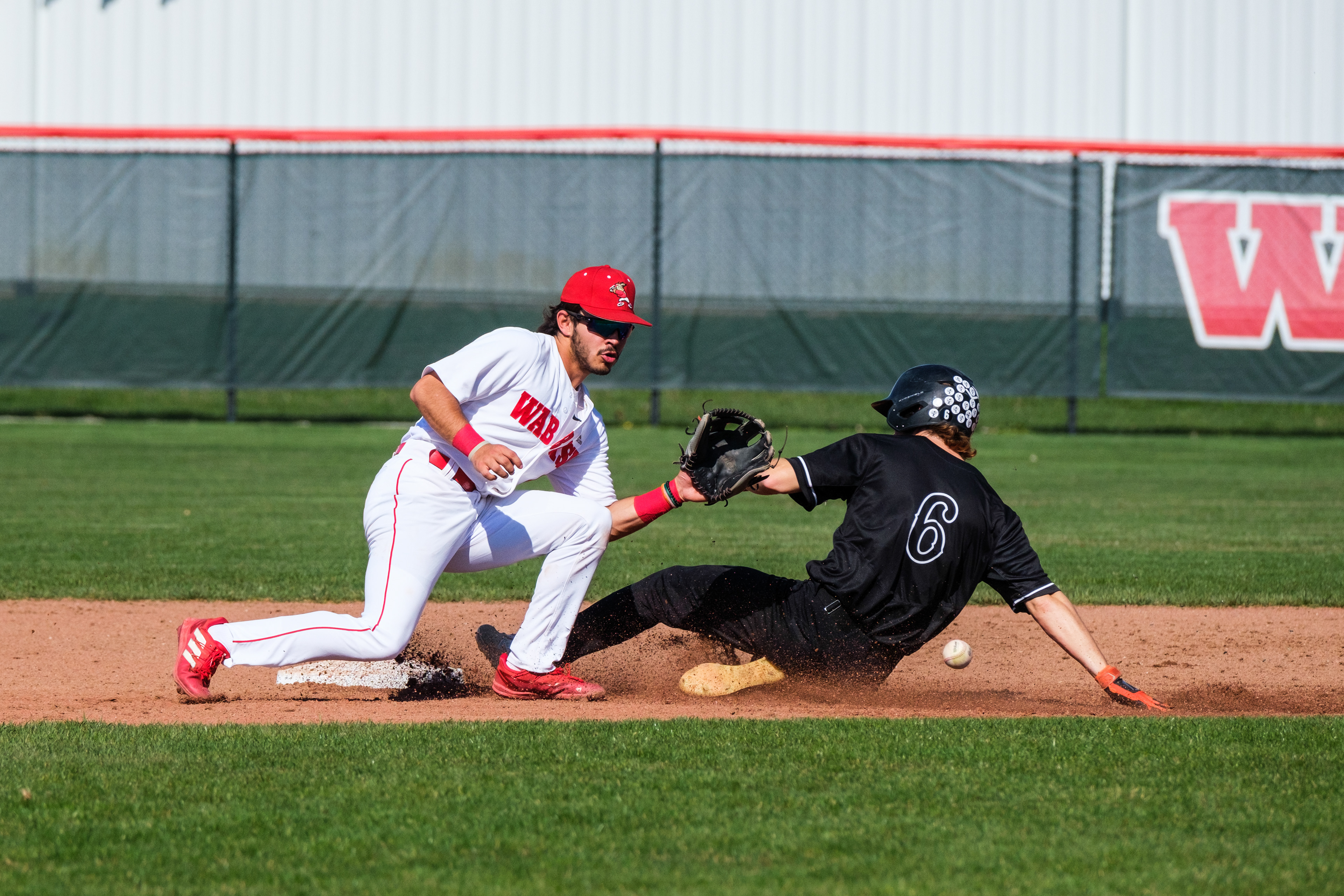 CRAWFORDSVILLE, IN – 04.11.2023 – Infielder Michael Galanos #6 of the Wabash Little Giants during the game against the Anderson Ravens and the Wabash Little Giants at Goodrich Ballpark in Crawfordsville, IN. 