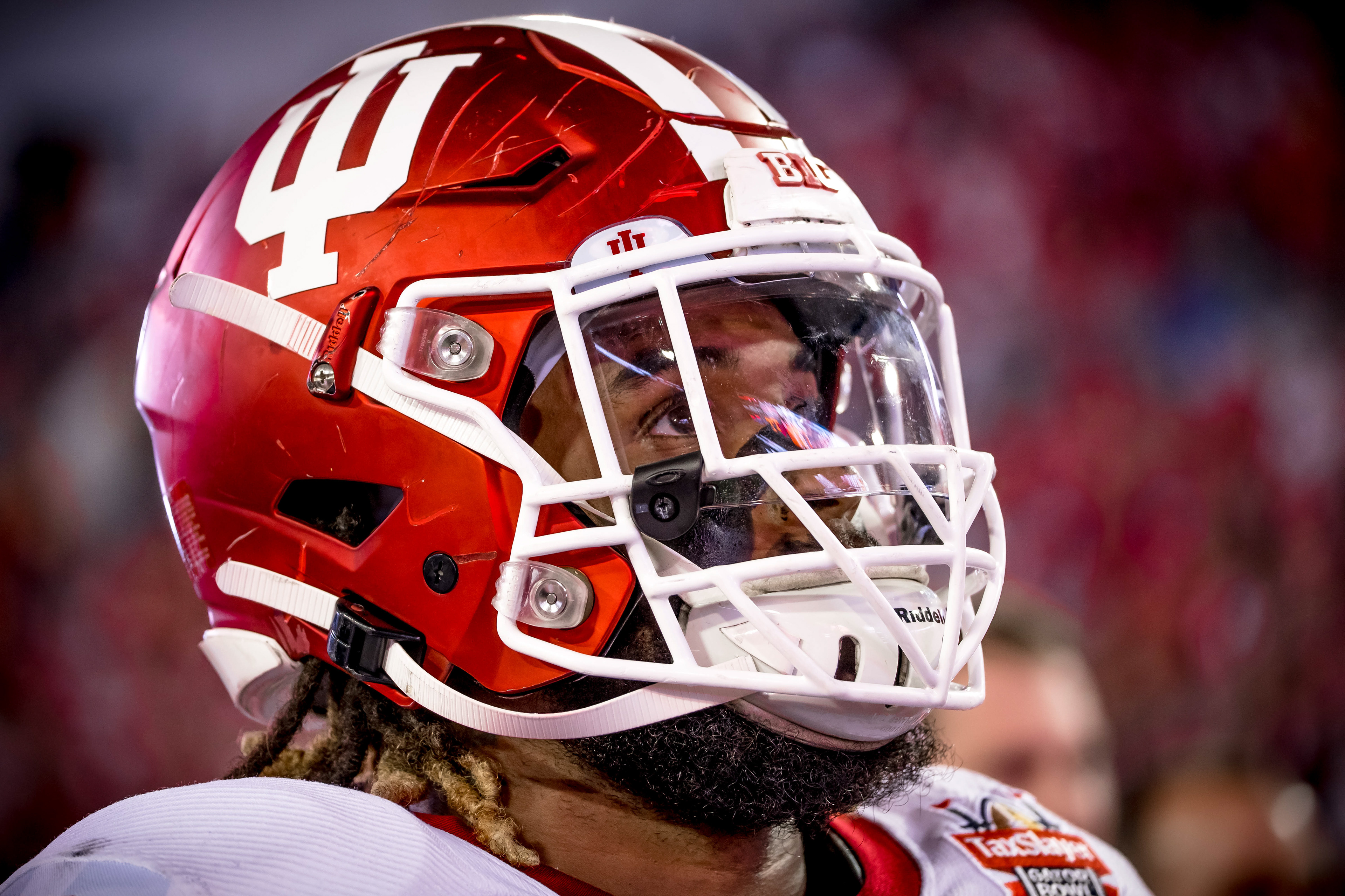 JACKSONVILLE, FL – 01.02.2020 – A player of the Indiana Hoosiers before the TaxSlayer Gator Bowl against the Tennessee Volunteers and the Indiana Hoosiers at Everbank Stadium Stadium in Jacksonville, FL. 