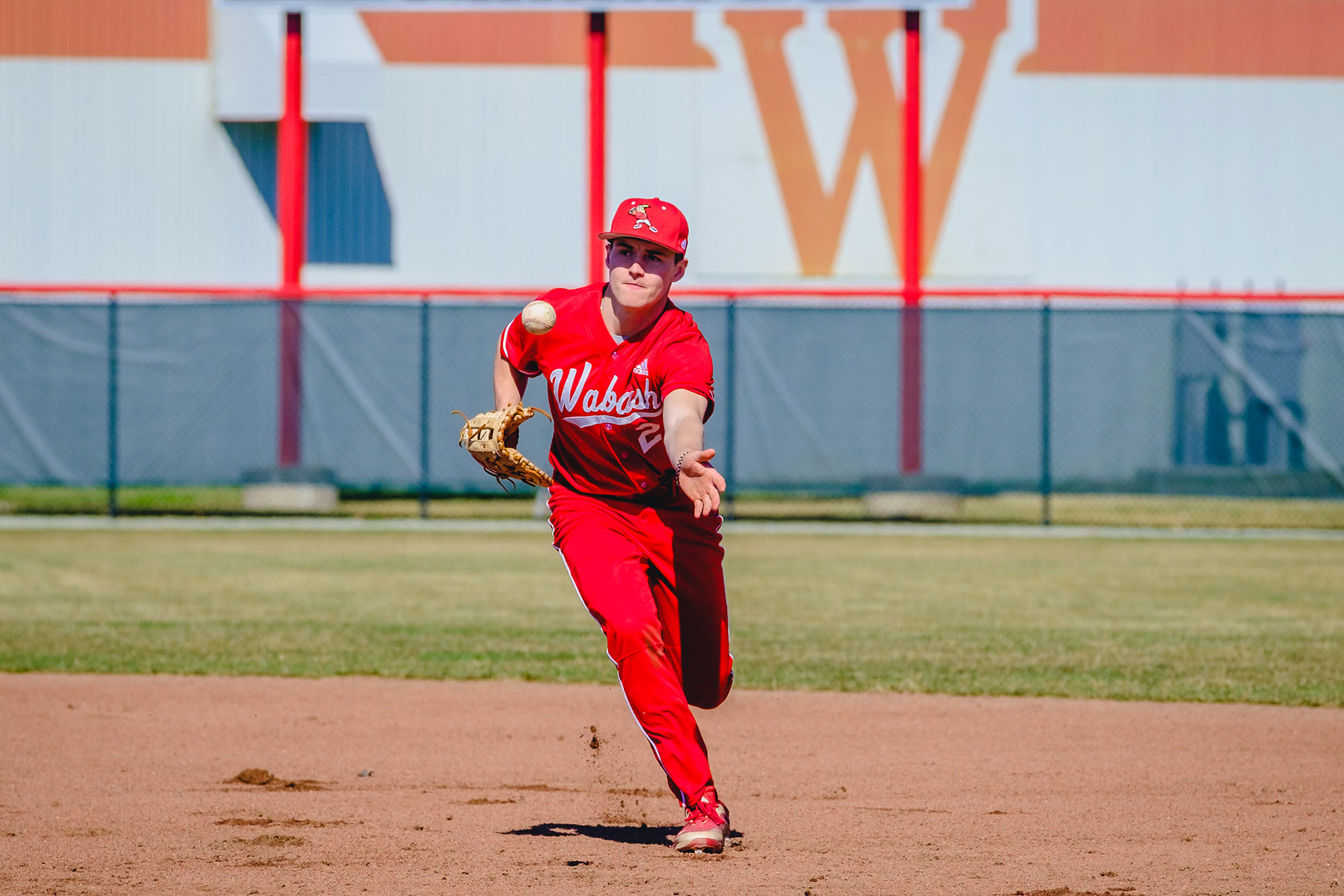 CRAWFORDSVILLE, IN - March 20, 2022 - Infielder Nick Logan #2 The Wabash Little Giants during the game between the Hanover Panthers and the Wabash Little Giants at the Goodrich Ballpark in Crawfordsville, IN.