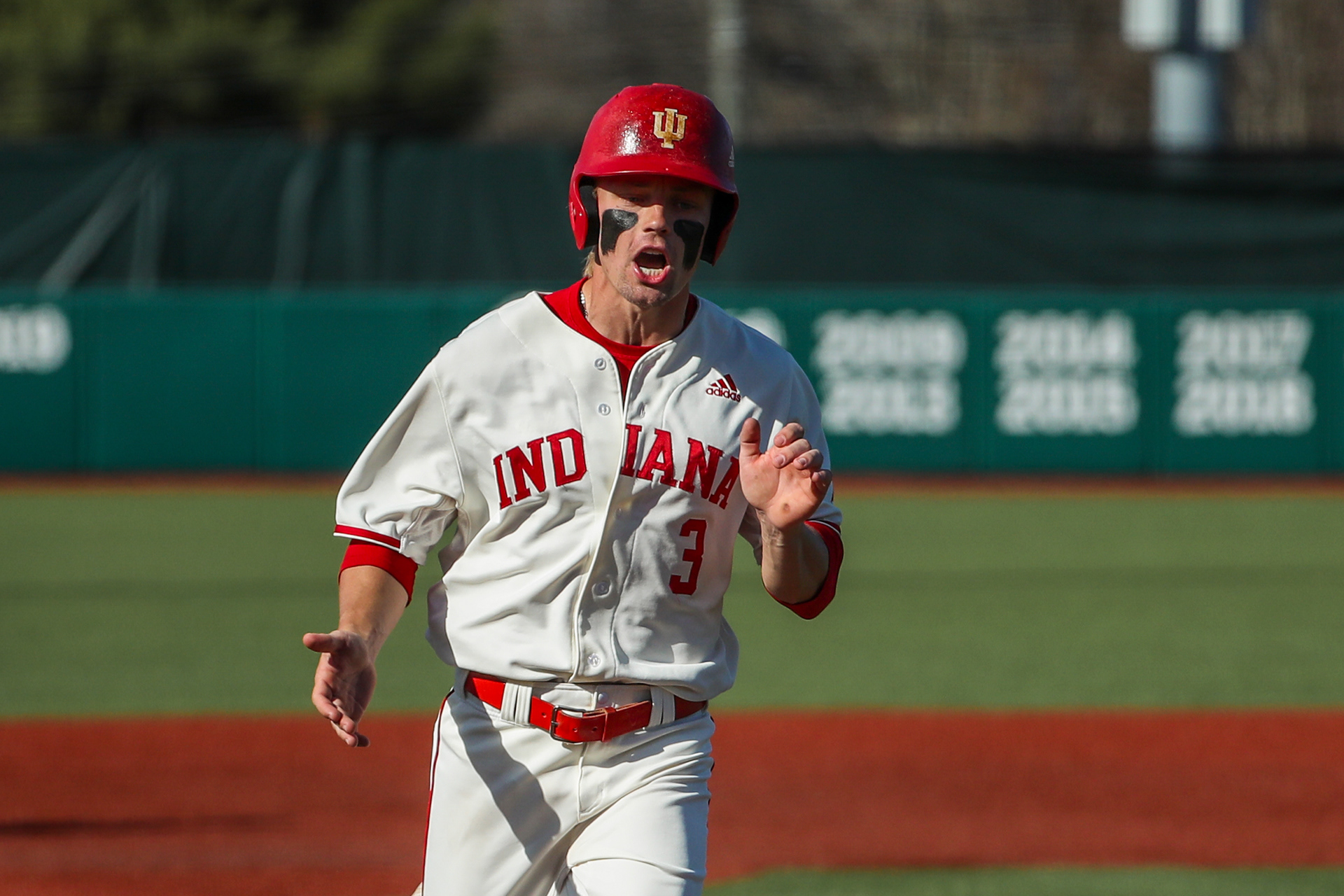 BLOOMINGTON, IN - March 20, 2021 -  Infielder/outfielder Drew Ashley #3 of the Indiana Hoosiers during the game between the Purdue Boilermakers and the Indiana Hoosiers at the Bart Kaufman Field in Bloomington, IN.
