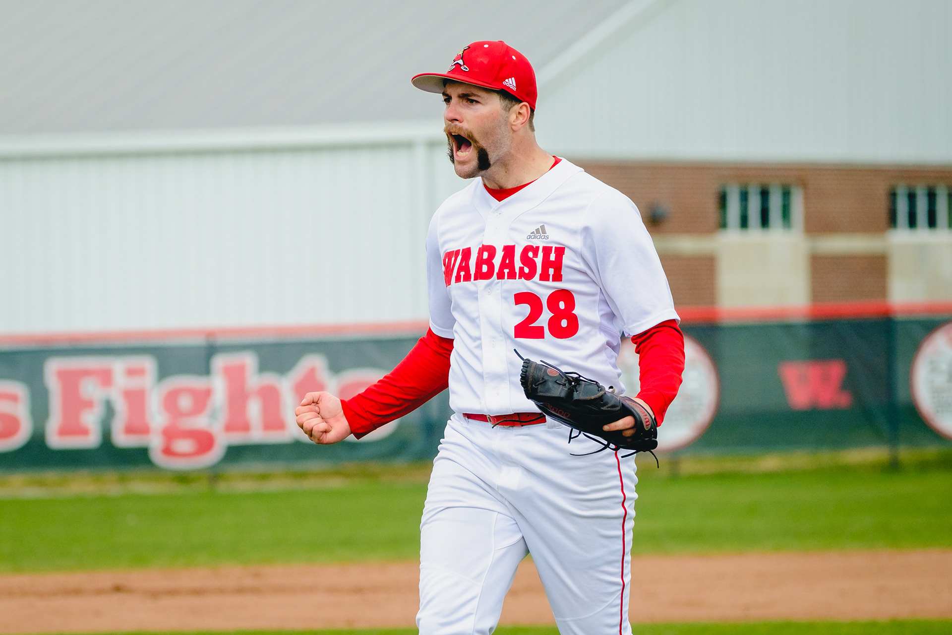 CRAWFORDSVILLE, IN - April 19, 2022 - Right-handed Pitcher Tavic Simmons #28 The Wabash Little Giants during the game between the Ohio Wesleyan Battling Bishops and the Wabash Little Giants at the Goodrich Ballpark in Crawfordsville, IN.