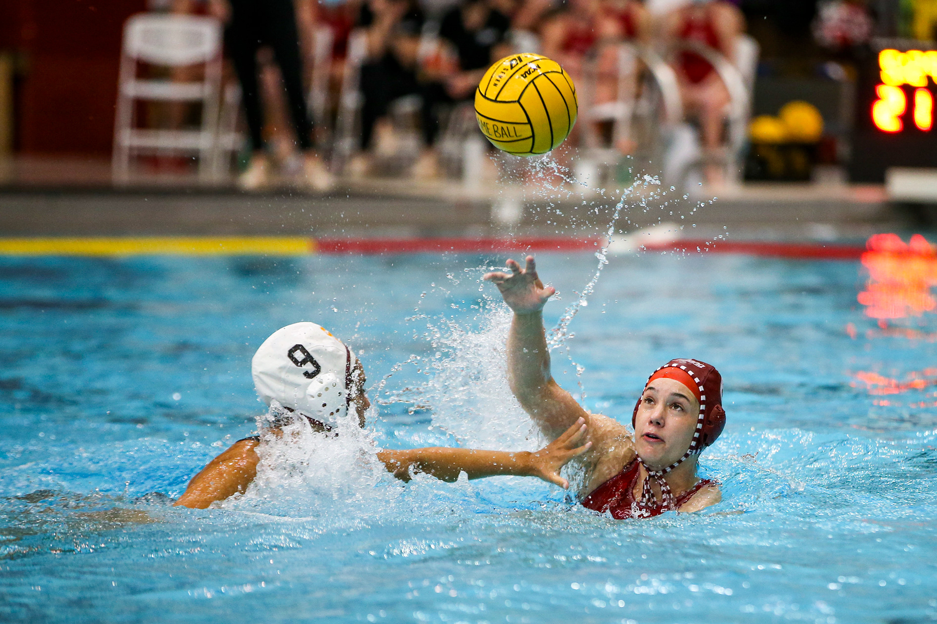 BLOOMINGTON, IN - April 02, 2021 - attacker Lanna Debow #6 of the Indiana Hoosiers during the game against the Southern California Trojans and the Indiana Hoosiers at Counsilman-Billingsley Aquatic Center in Bloomington, IN. 