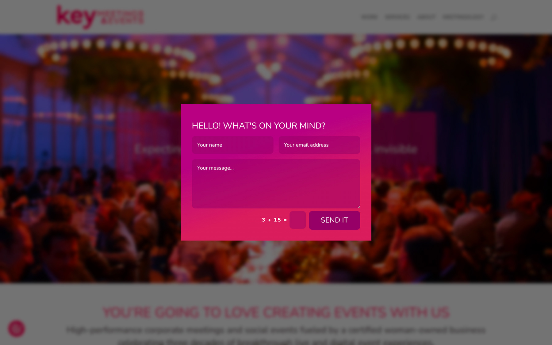 "Let's Chat" button on the hero image allows visitors to reach out instantly without leaving the homepage.