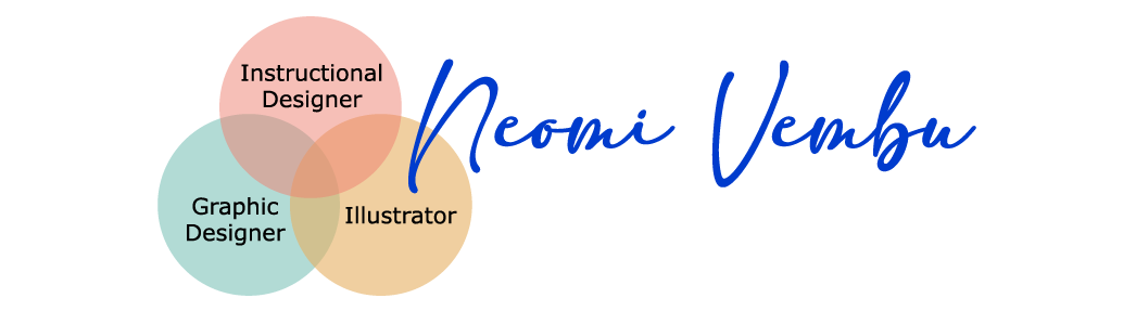 Venn Diagram with Neomi Vembu’s services as an Instructional Designer, Graphic Designer, Illustrator