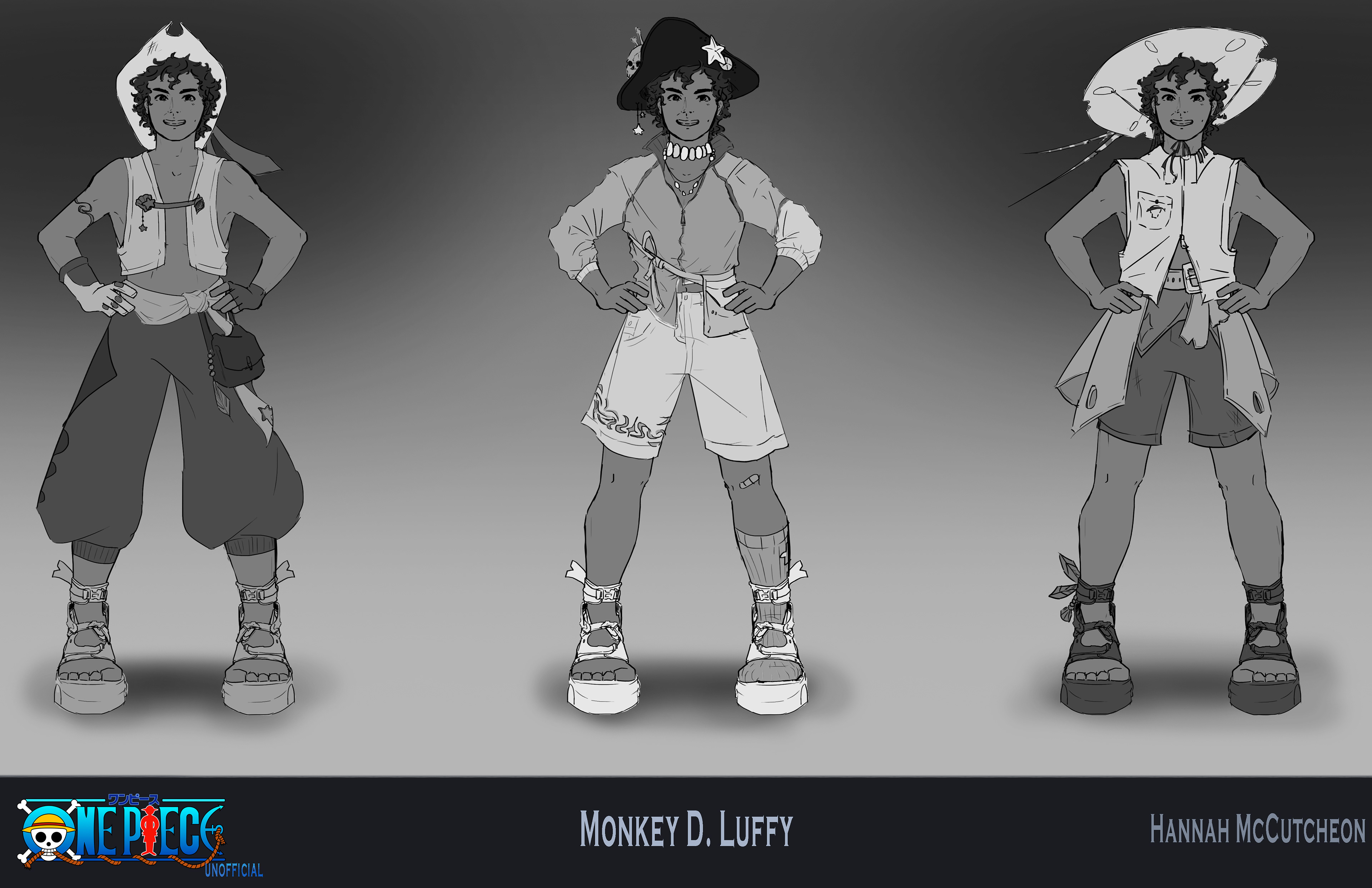 luffy greyscale ideations