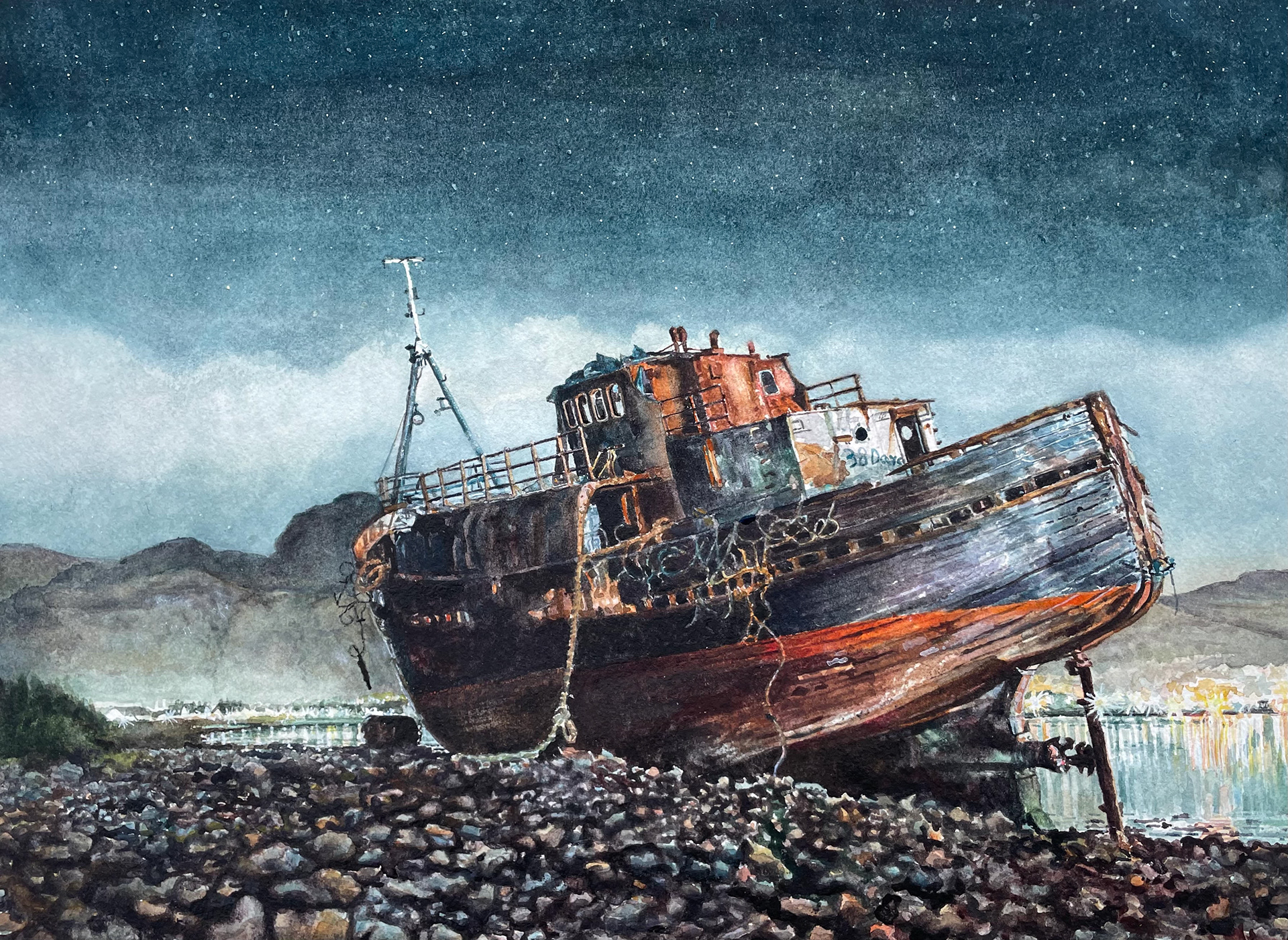 Corpach Wreck at Dusk.