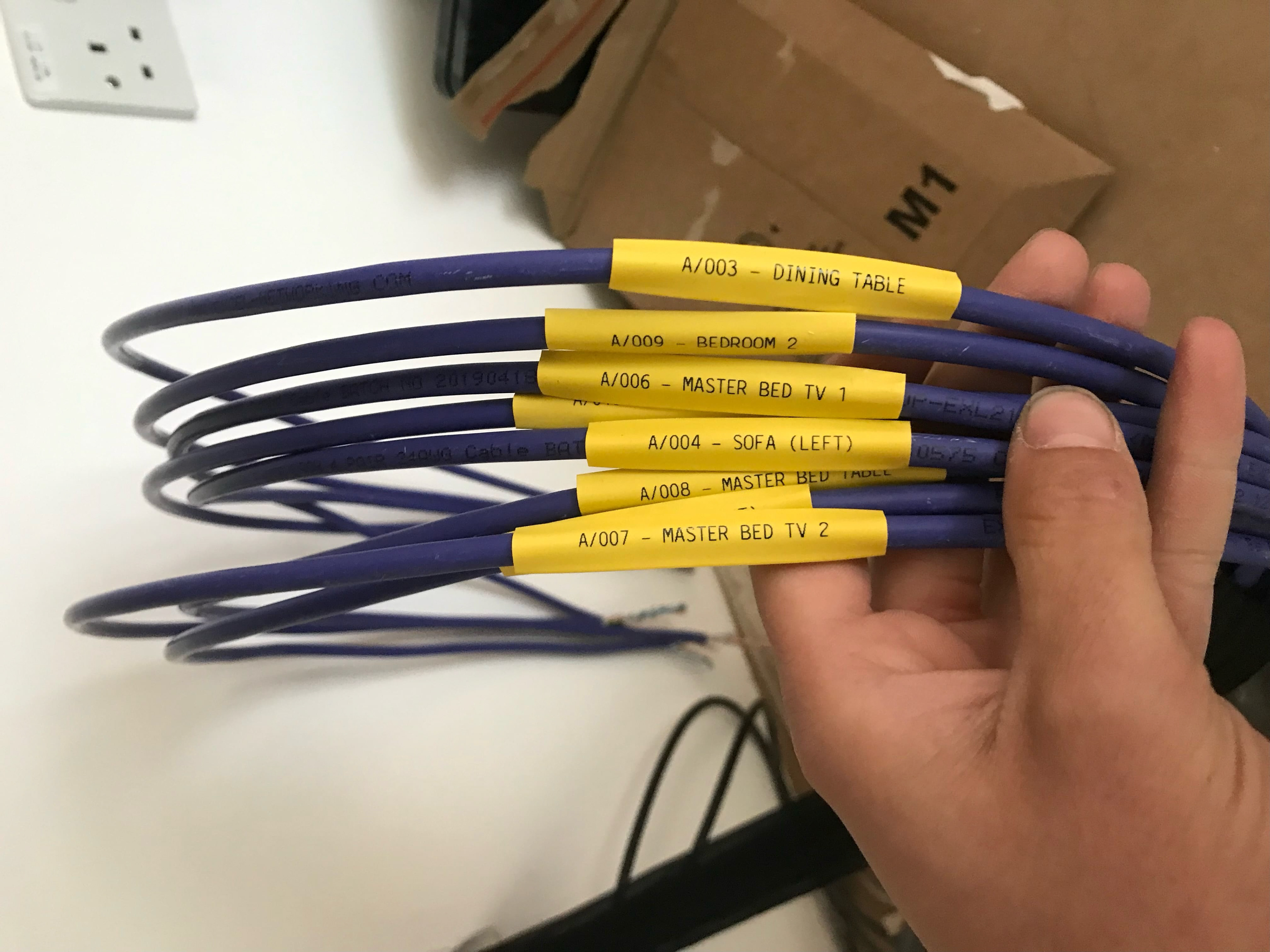 CAT6 Data cables run and labeled for easy tracing in Aldwick