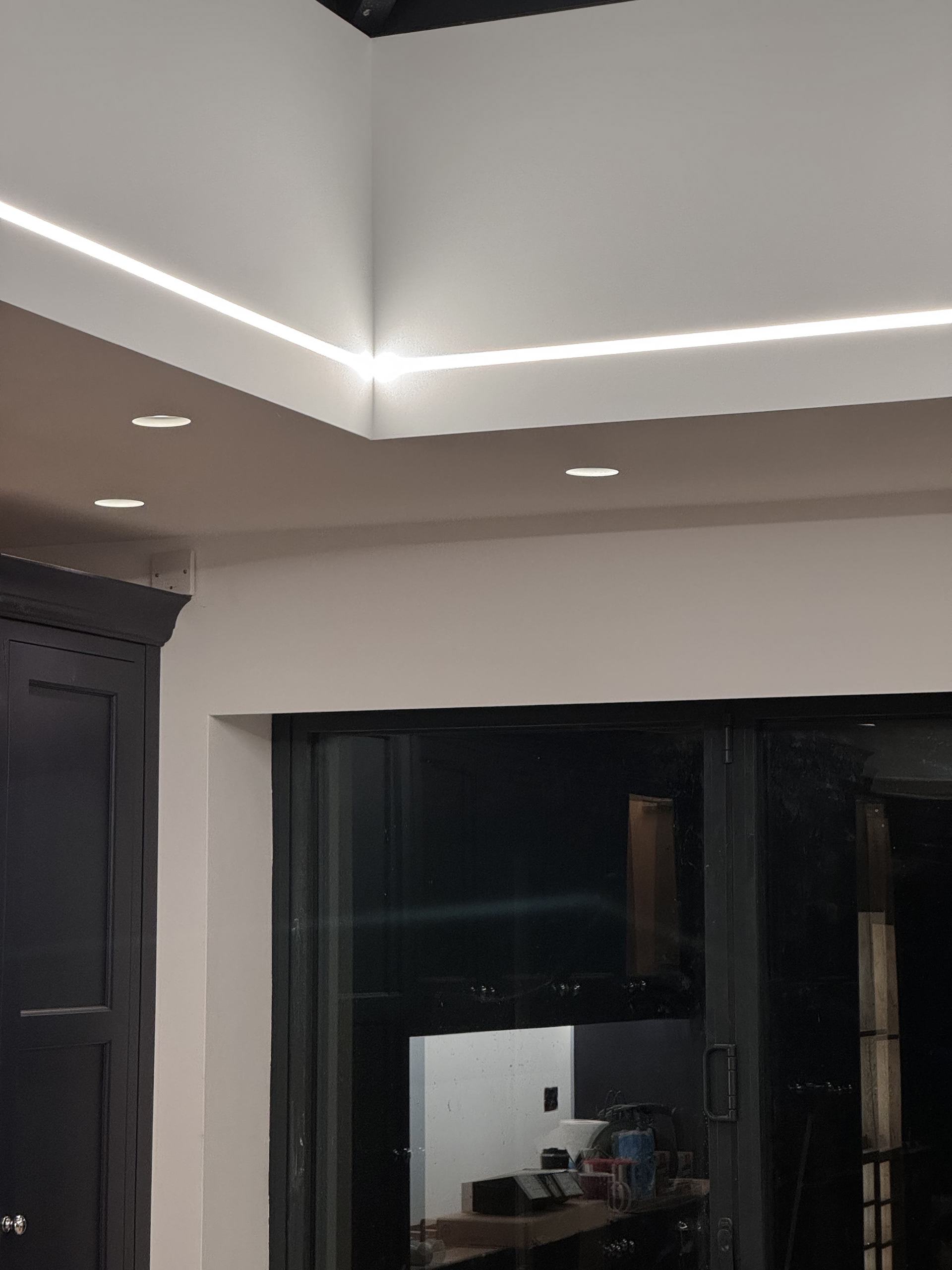 An LED accent strip installed in a plastered-in channel installed in Eastergate