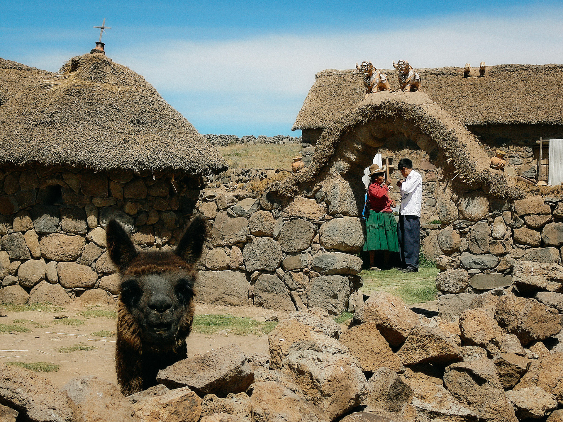 I wanted to take the photo of the young couple and framed it with the arch &amp; the leading in foreground wall. Just  when firing the shot I saw a quick blur in the frame, but only after I saw the final photo I realized it was a Llama hidden behind the wall  which got curious by the noise I made &amp; came to look what is happening ... perfect photo bomb :-)