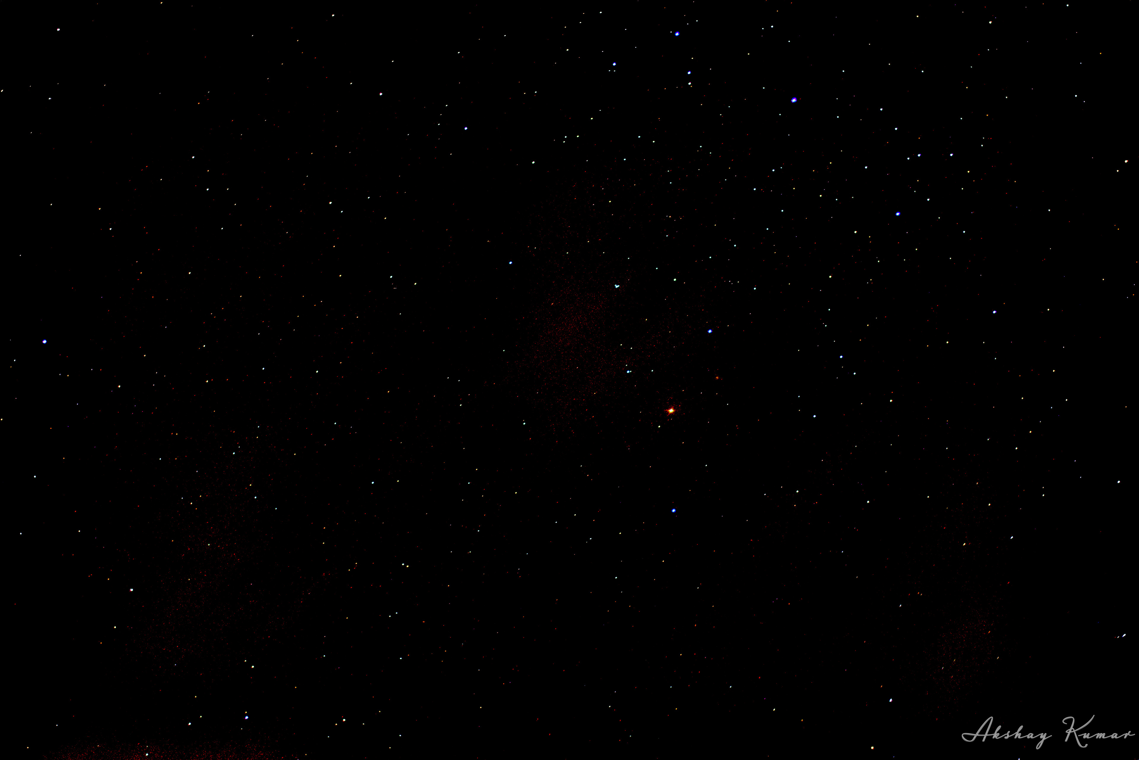 Brightest stars of Scorpius constellation. Also visible in the frame are M4, NGC6121, IC4605, rho Oph Nebula, IC4604, IC4592, ρSco, υLib, θOph, τSco, Al Niyat (σSco), πSco, Graffias (β1Sco), Sabik (ηOph), Dschubba (δSco), Antares (αSco), Part of the constellation Scorpius (Sco), Part of the constellation Ophiuchus (Oph)