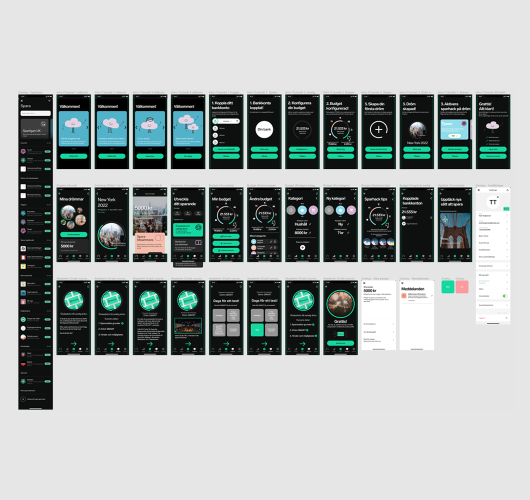 The frames in our clickable prototype