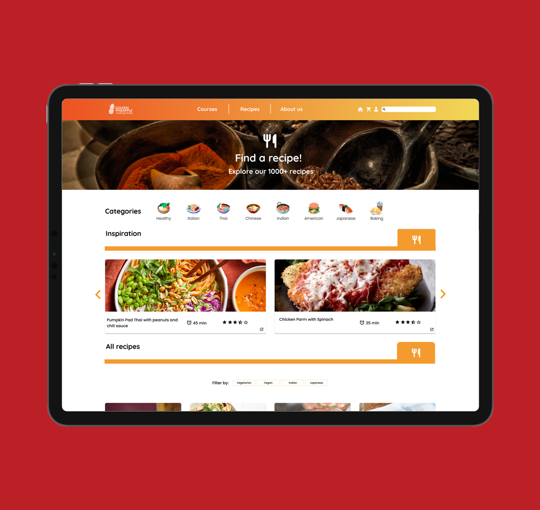 Recipes page (Tablet)