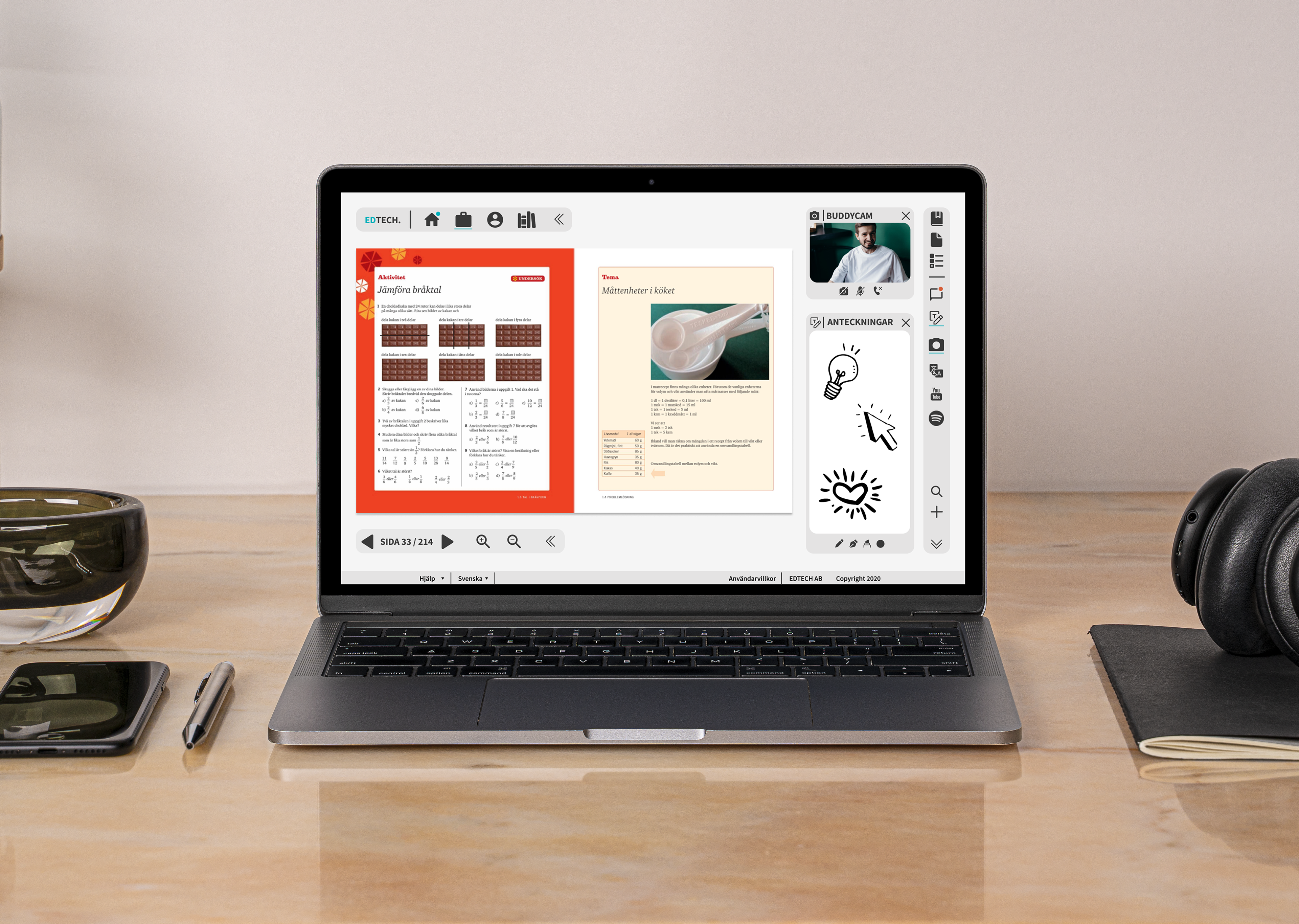 A mock-up picture of our EdTech study solution on a macbook laptop.