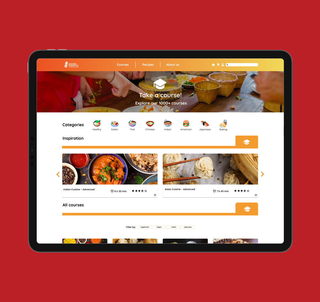 Courses page (Tablet)