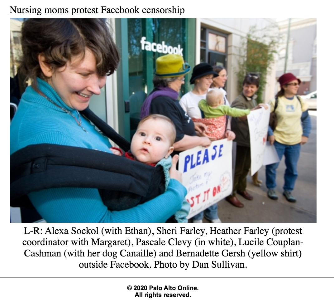 Lactivists protesting at FB HQ in 2008