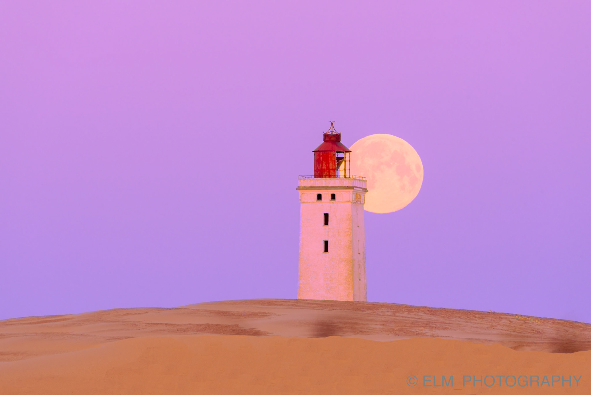 Moonset at Sunrise Rubjerg Knude Fyr Lønstrup Denmark April 2021