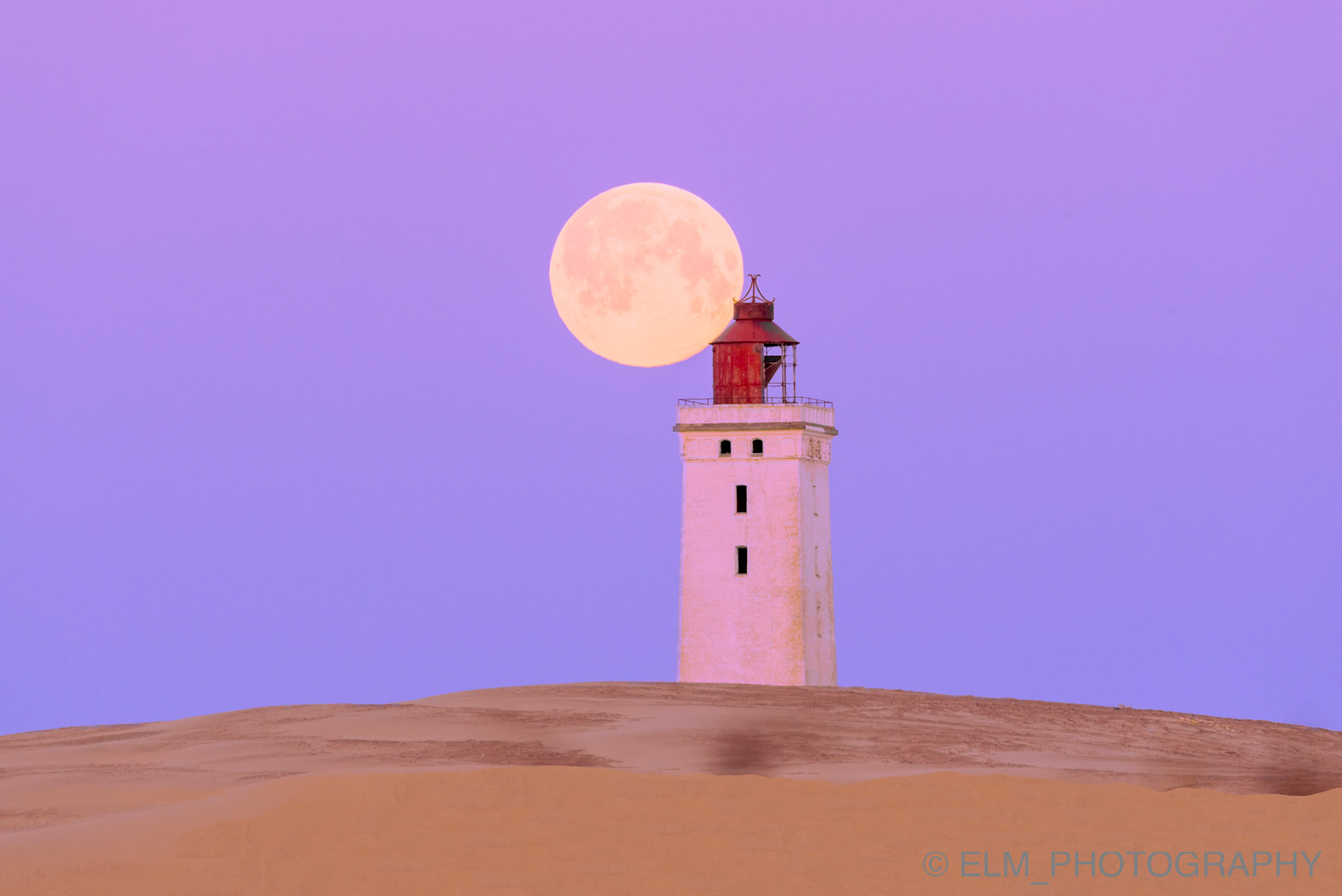 Moonset at Sunrise Rubjerg Knude Fyr Lønstrup Denmark April 2021