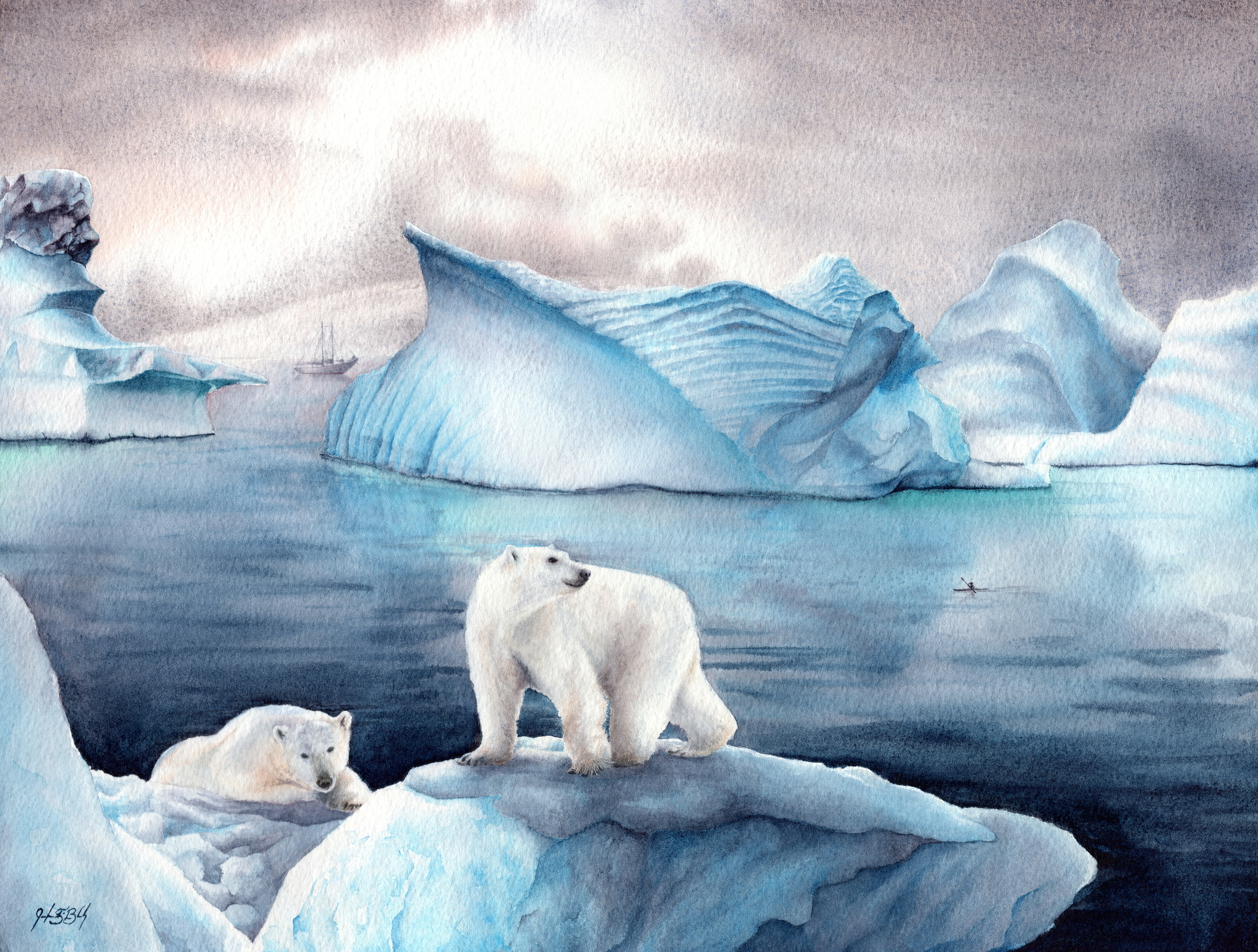 Polar Bears - Watercolor, 2020