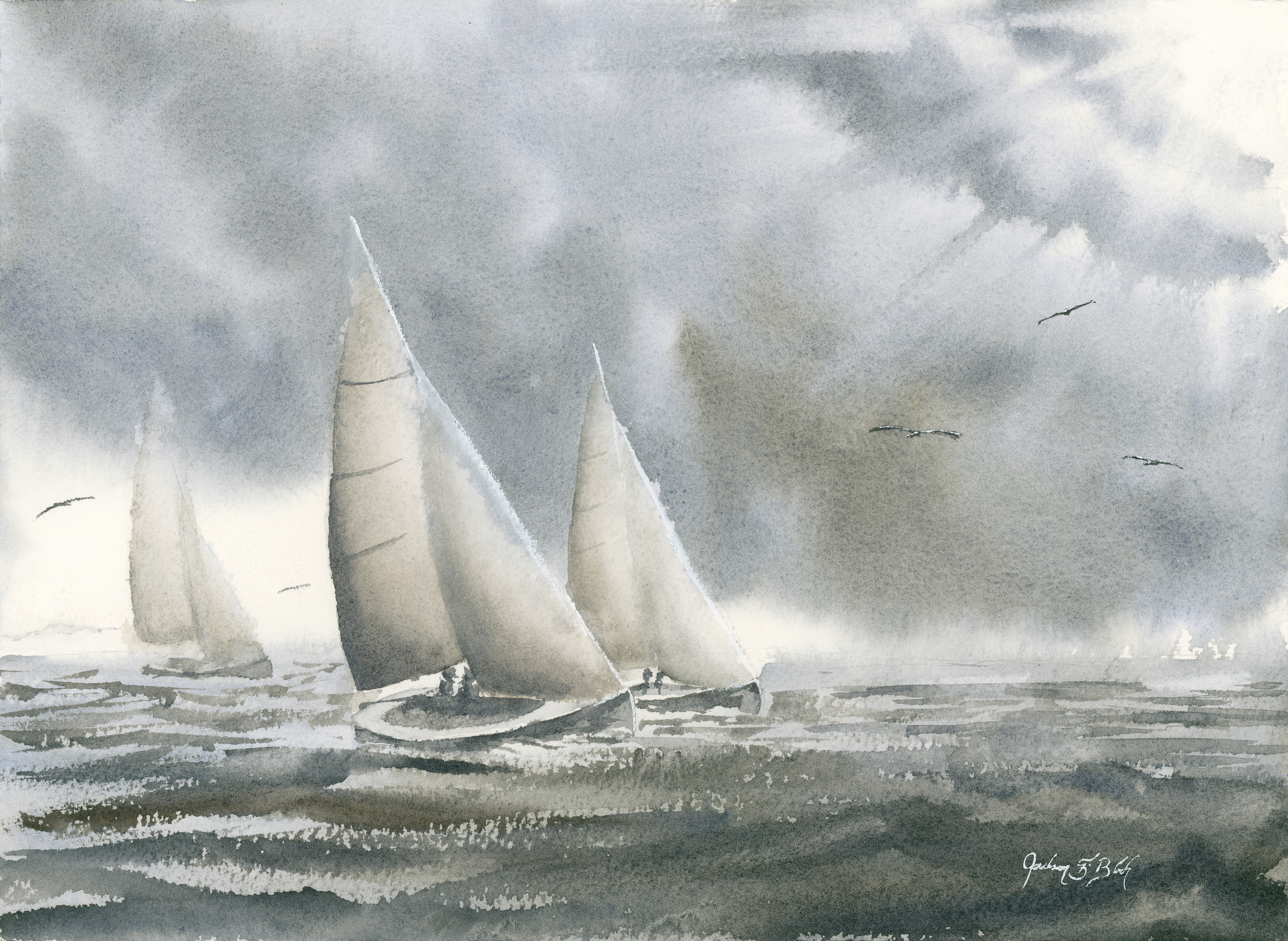 Sailboat sketch - watercolor, 2019