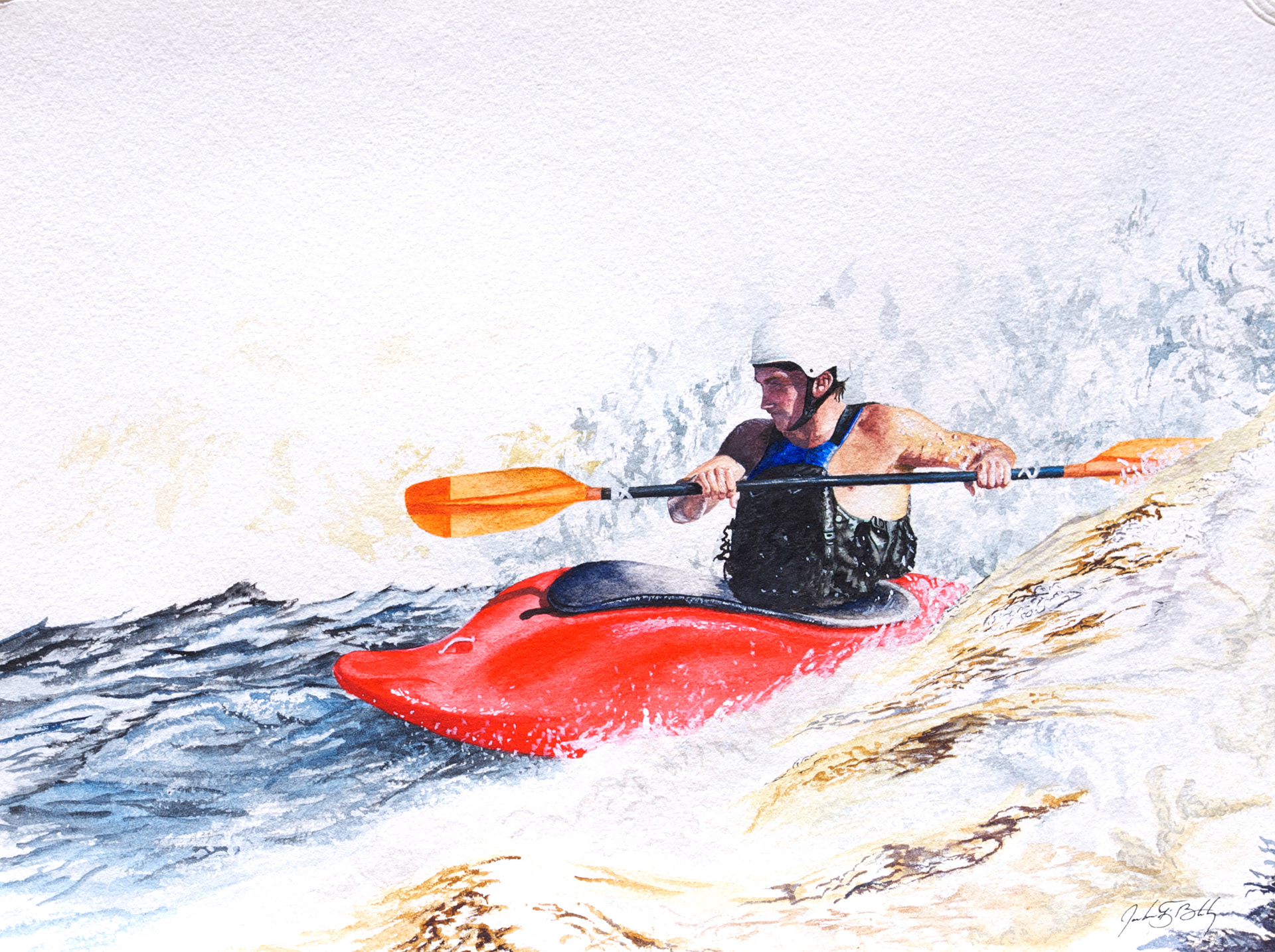 Whitewater kayaker - Watercolor, 2016