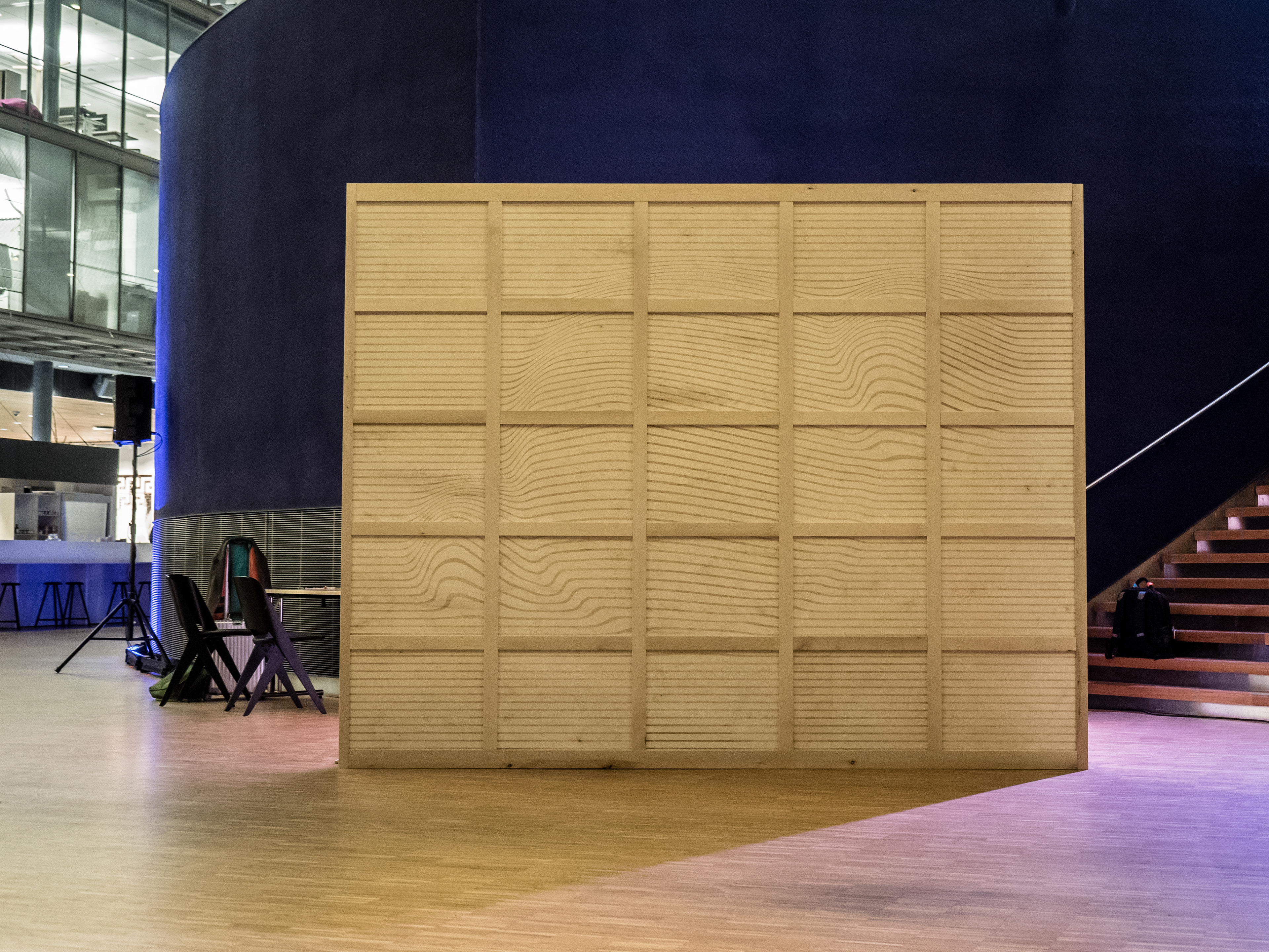 The graphics on the plywood were done with laser