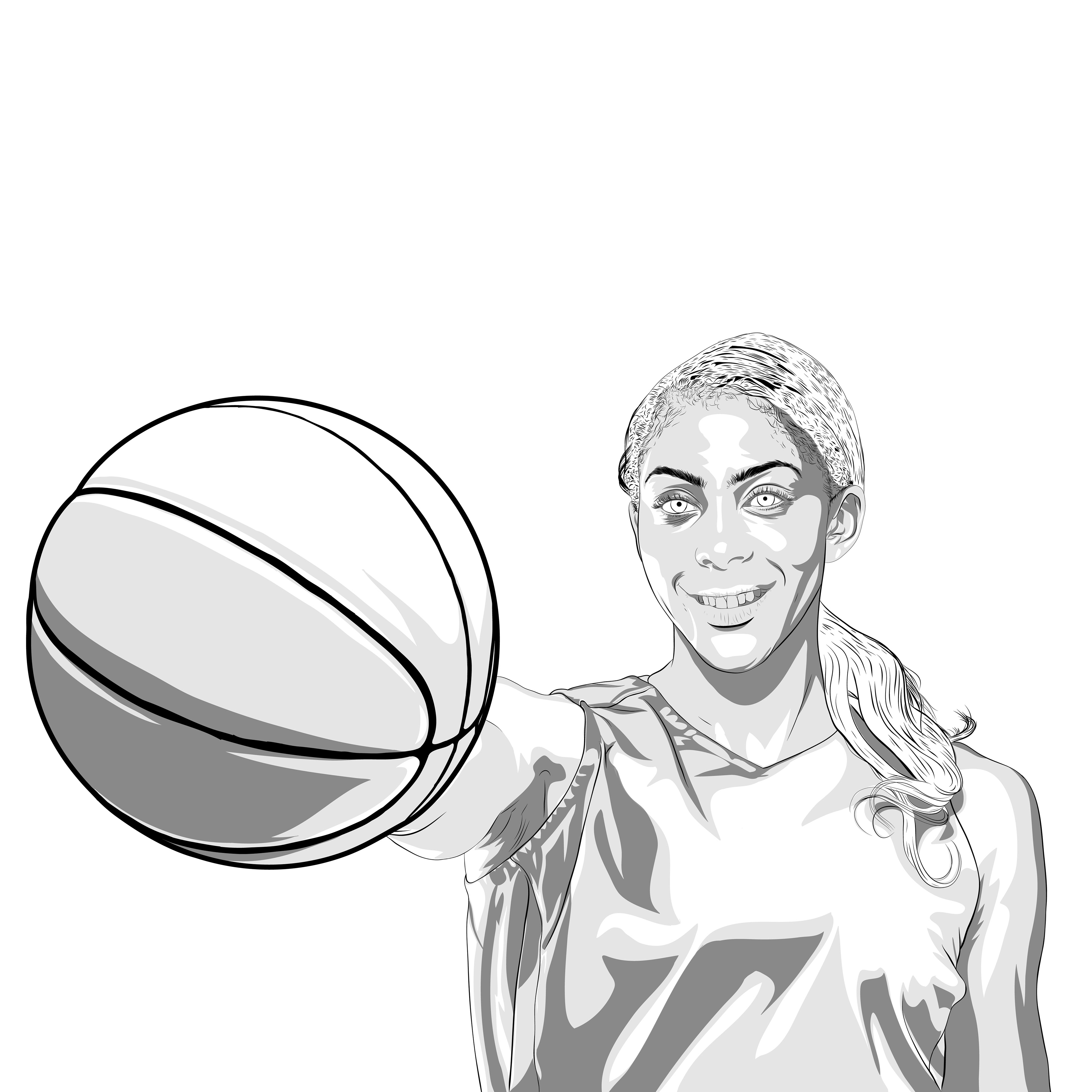 Candace Parker Los Angeles Sparks Basketball Art Drawing Print 