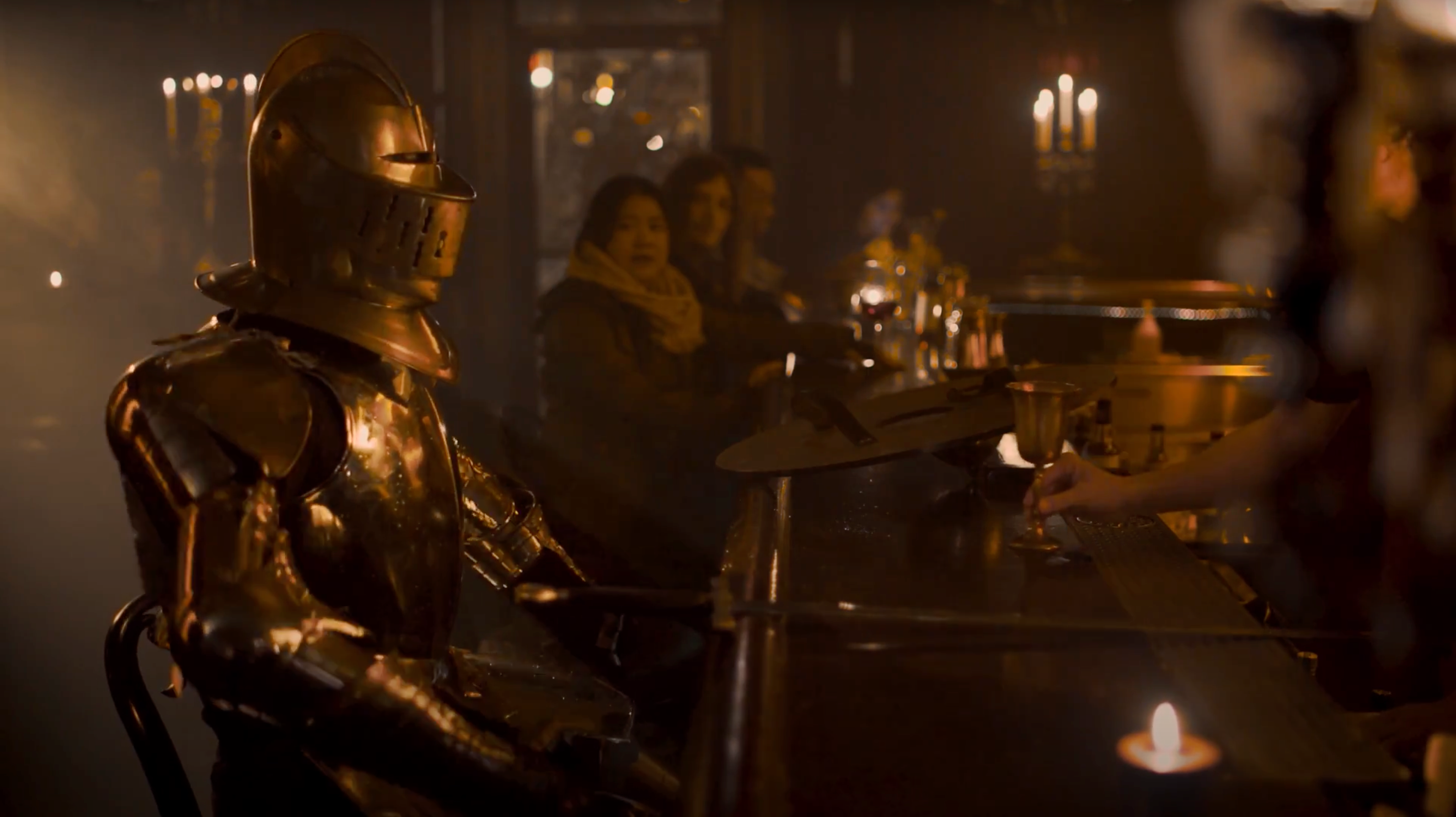 Sam Casey as a knight in a commercial advertisement for King of Cups Chicago