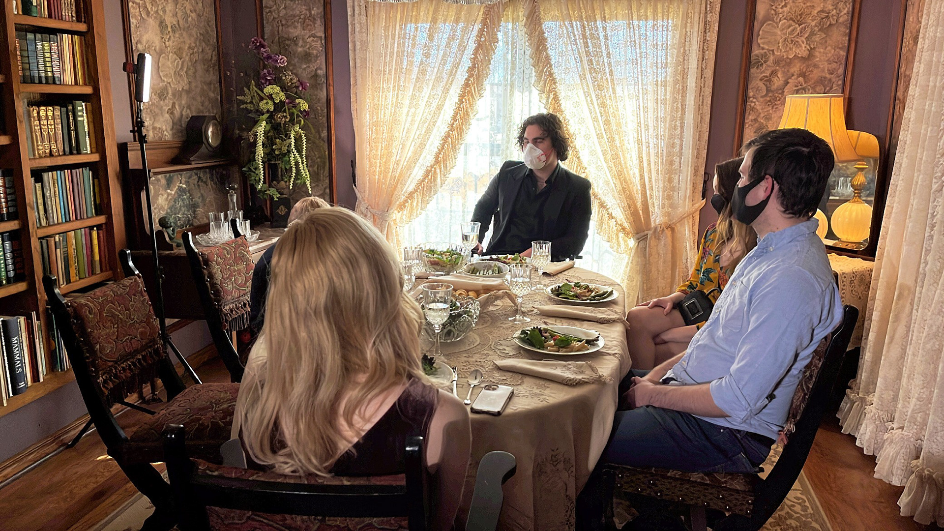 Behind the scenes photo of Cassidy Weidman, Sam Casey, Madison Avery Pine, and Seth Aaron Barton on the set of "The Gift"