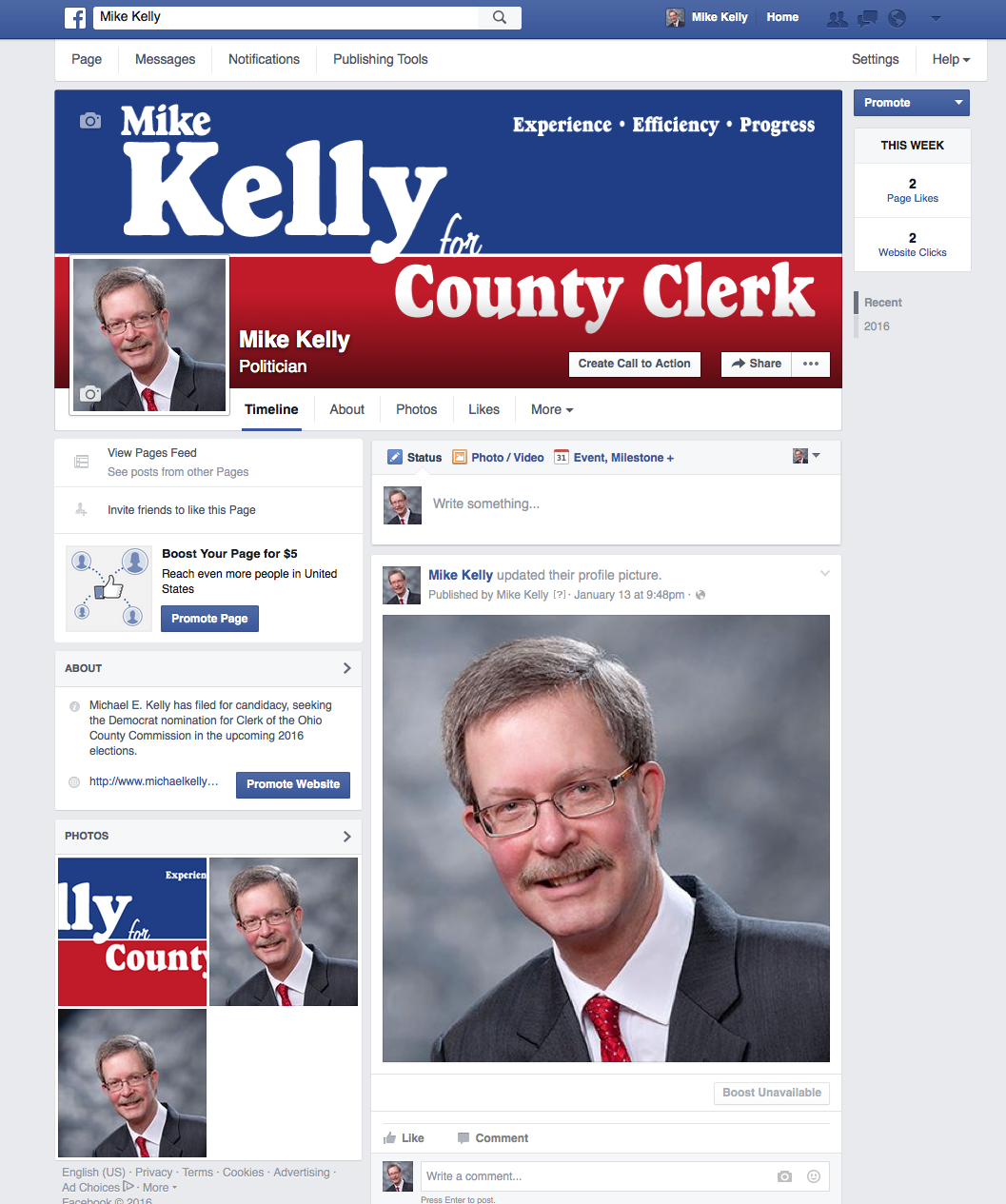 Mike Kelly's Facebook Campaign