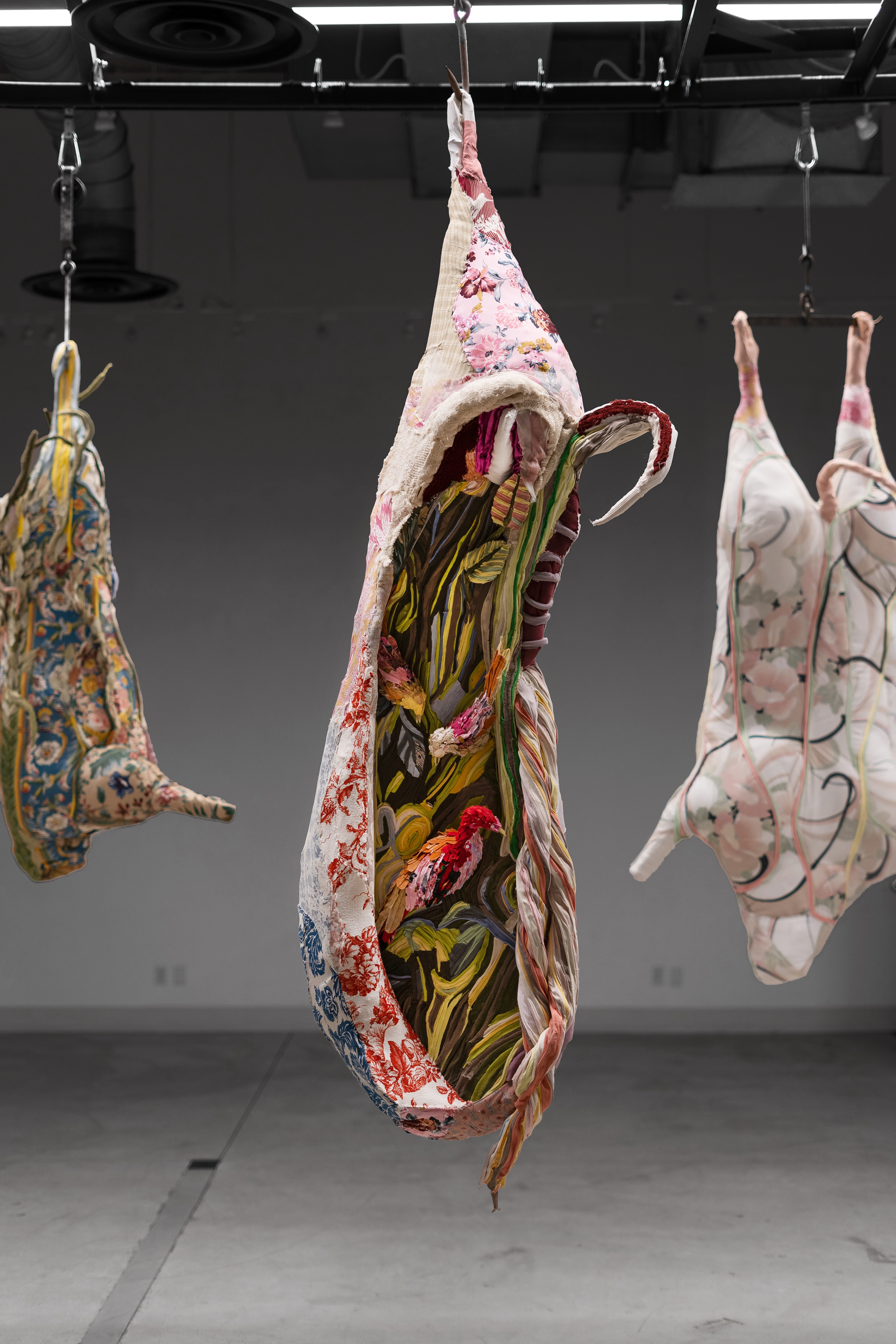 "Mesmerizing Flesh" 2023 (Detail) | Kinetic Installation | Discarded textiles