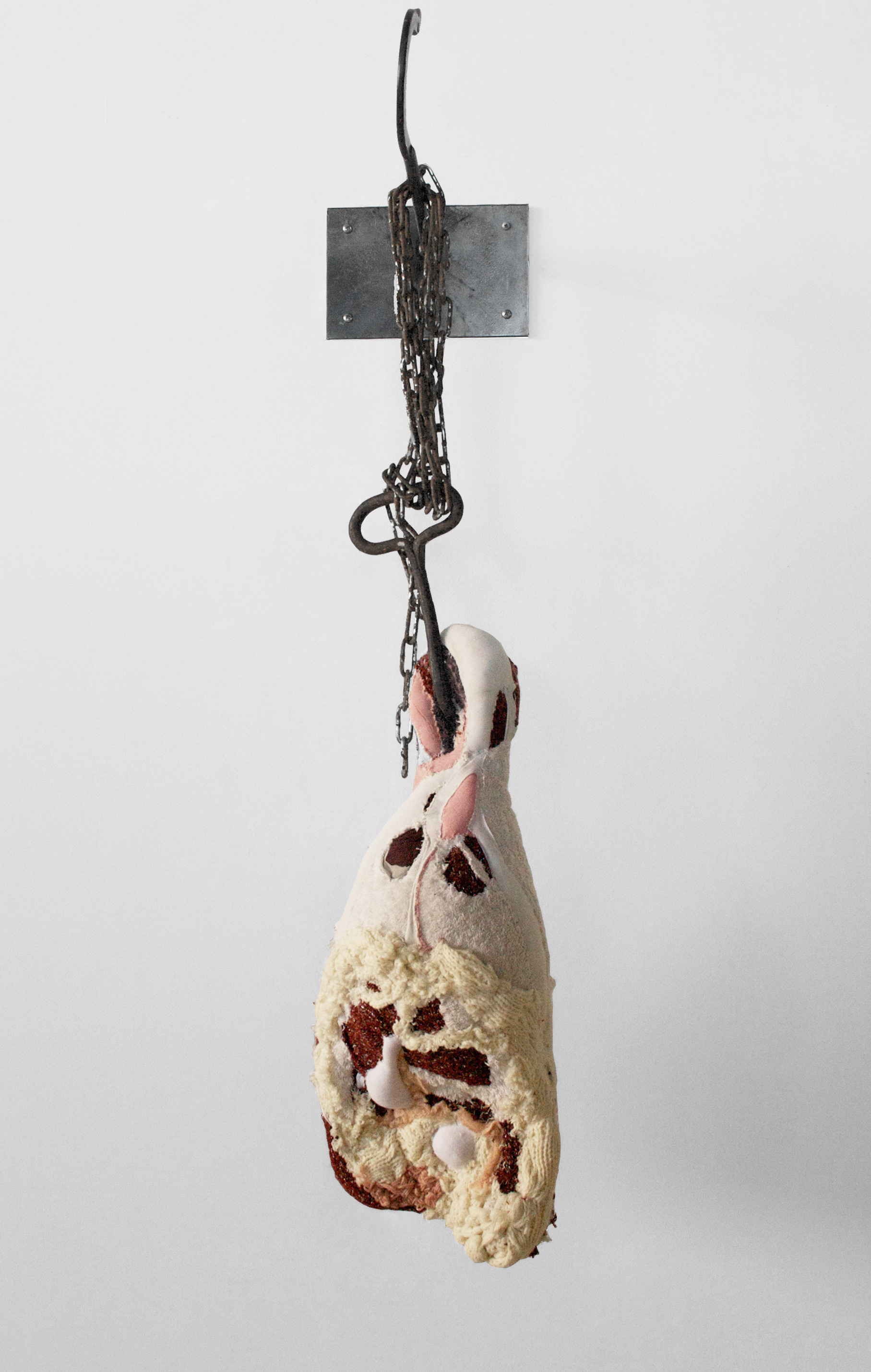 "Elegy" 2009 | Discarded Clothing, Metal Hooks, Chains | 24 x 9.5 x 8.5 in.