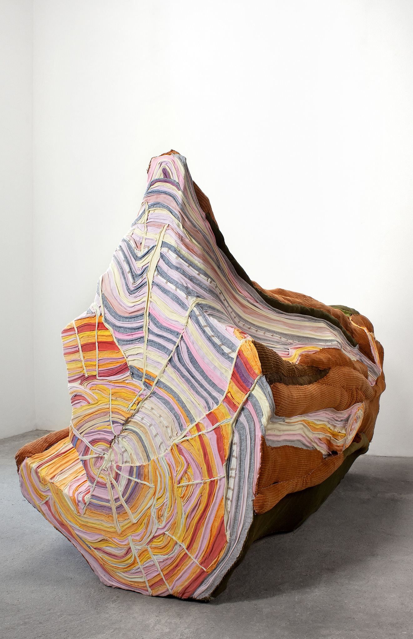 "Uprooted" 2025 | Discarded textiles, wood | 64 x 48 x 34 in.