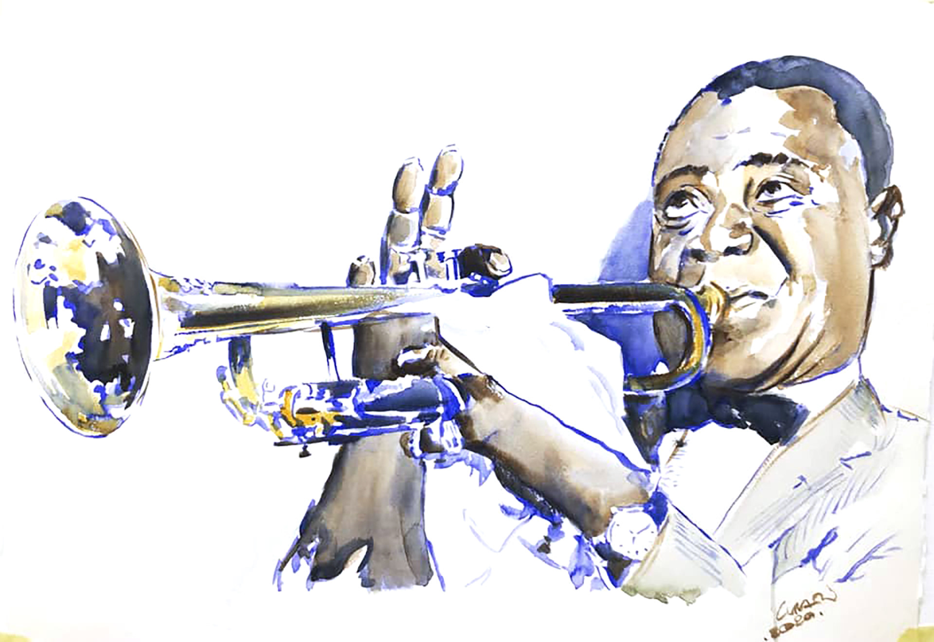 Louis Armstrong - Watercolor on paper 75x55cm