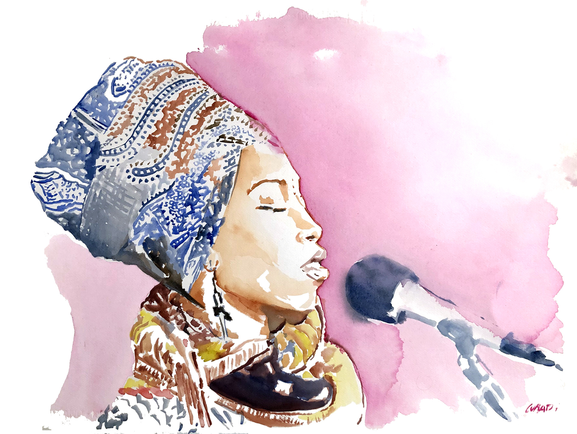 Jazzmeia Horn - Watercolor on paper 75x55cm