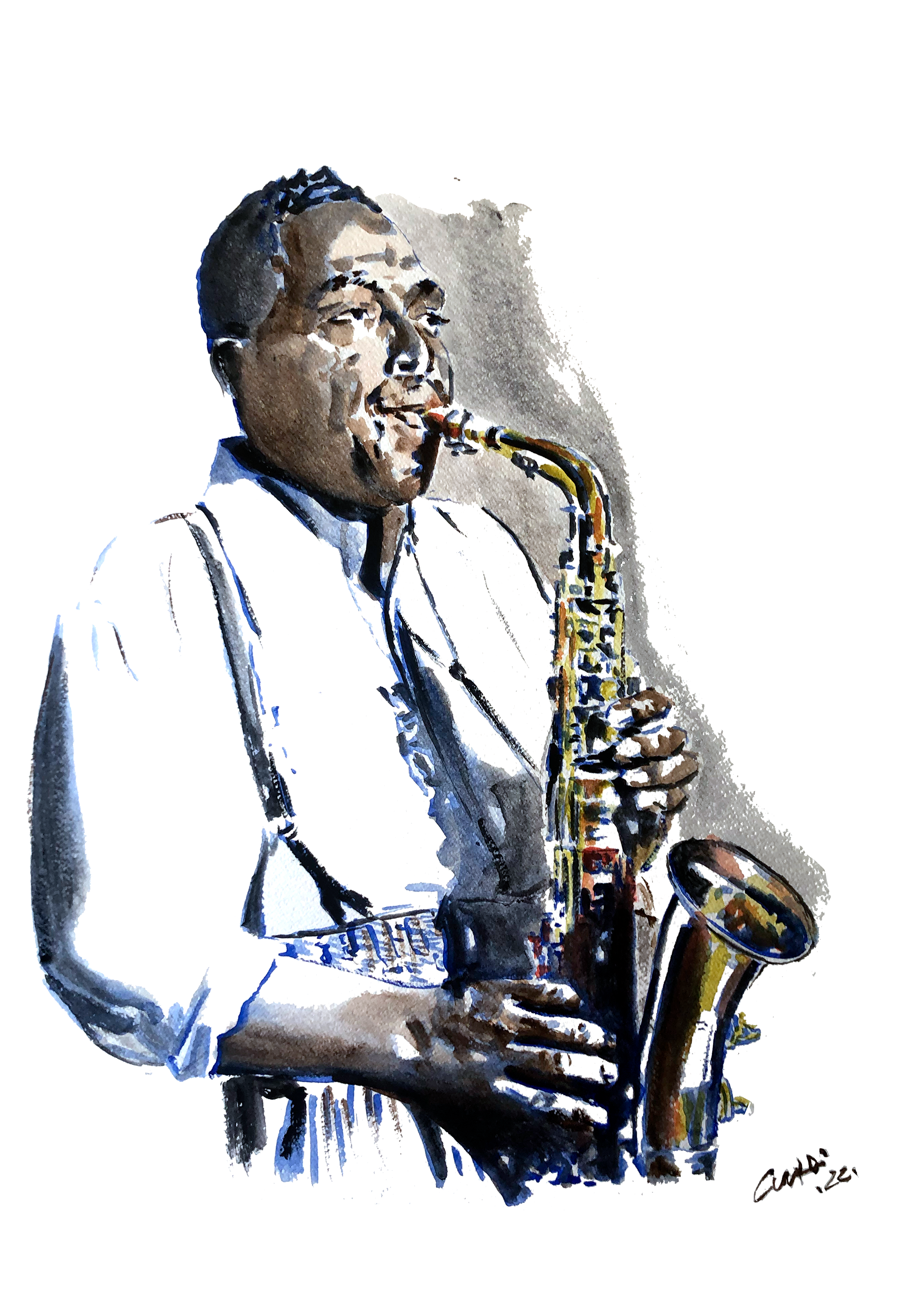 Charlie Parker  - Watercolor on paper 55x75