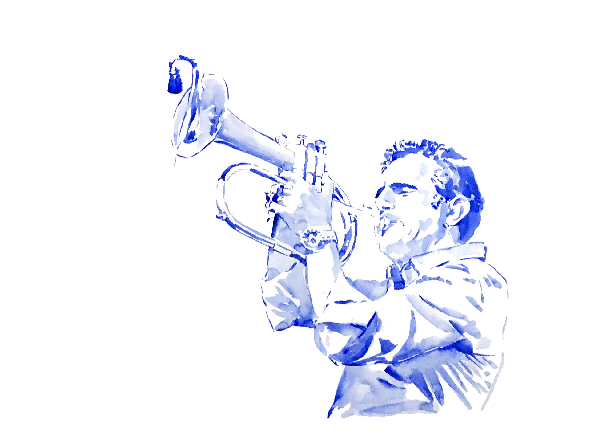 Paolo Fresu  - Watercolor on paper 75x55cm