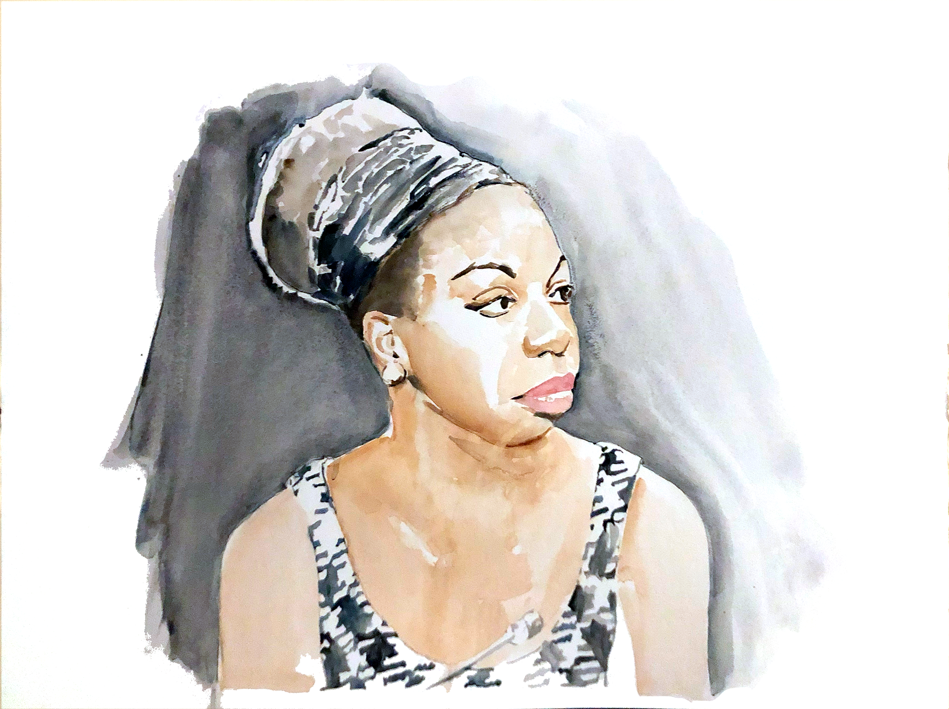 Nina Simone - Watercolor on paper 75x55cm