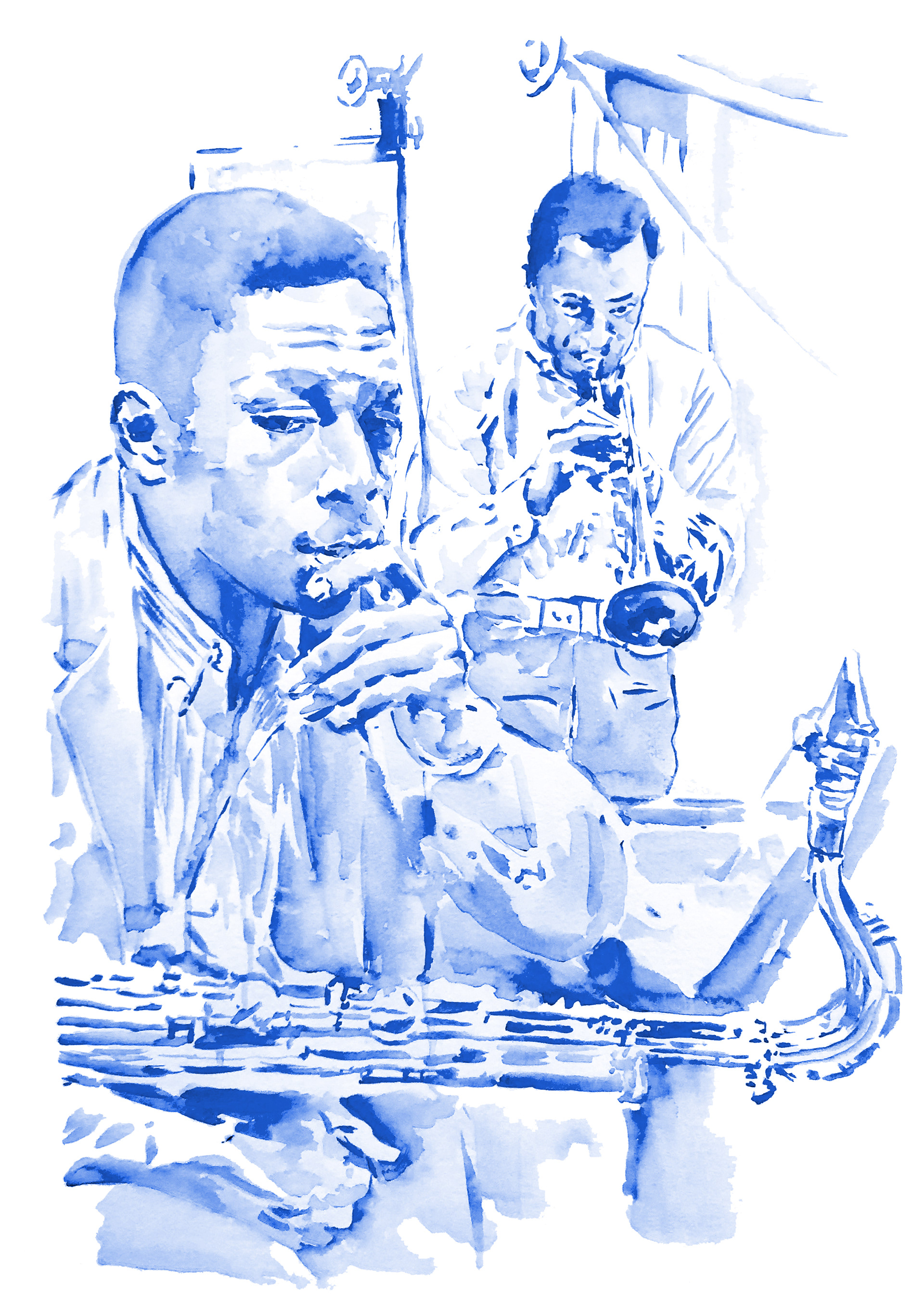 Kind of blue  - Watercolor on paper 55x75