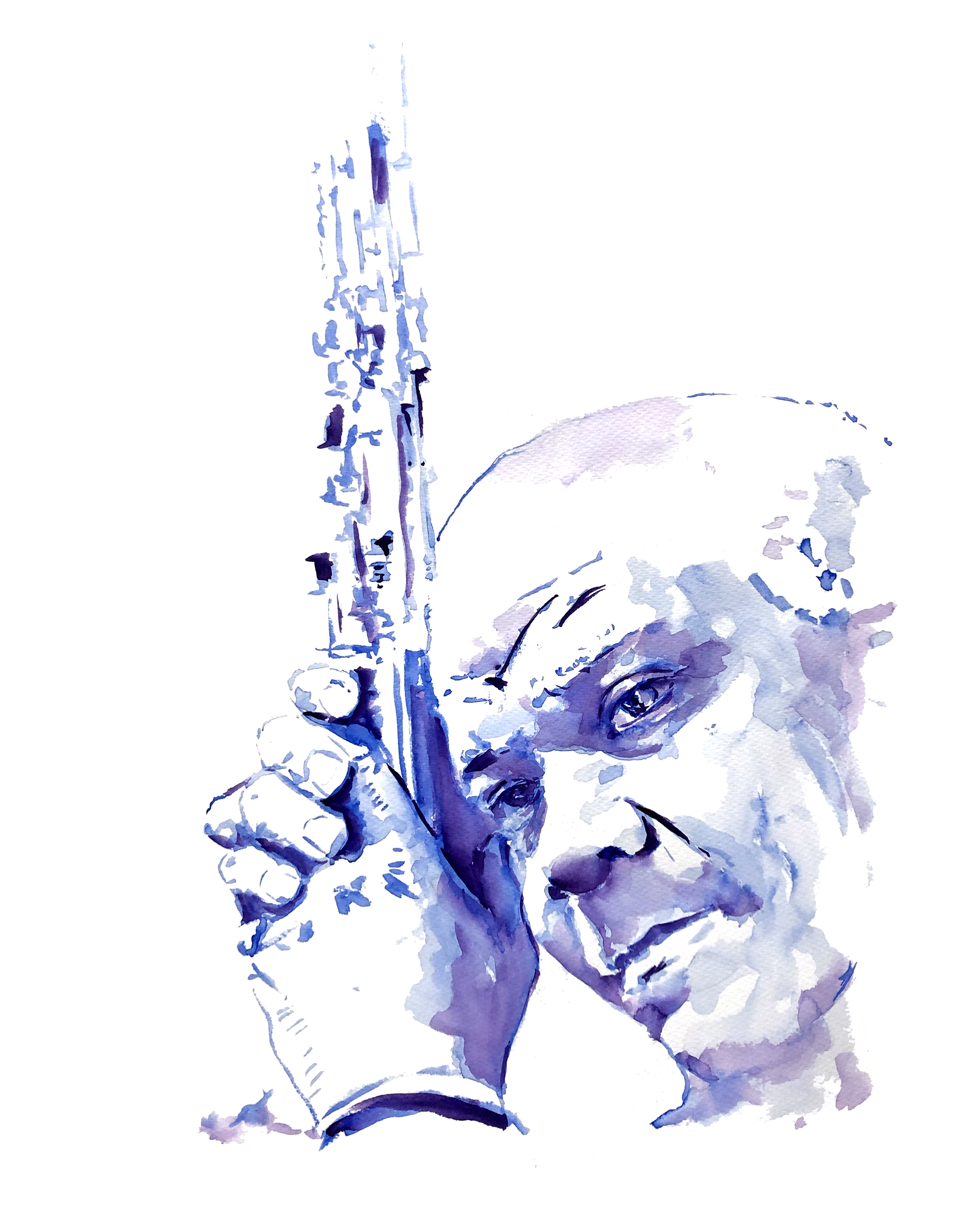   - Watercolor on paper 55x75Sidney Bechet