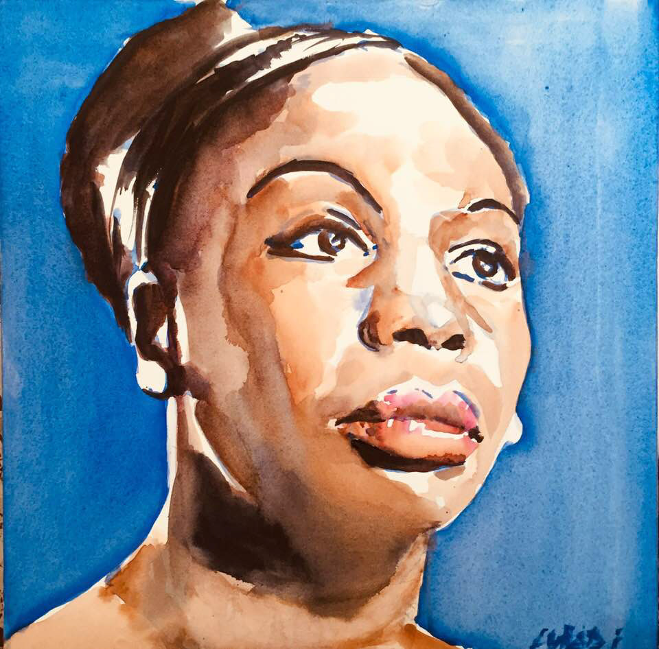 Nina Simone  - Watercolor on paper 40x40cm
