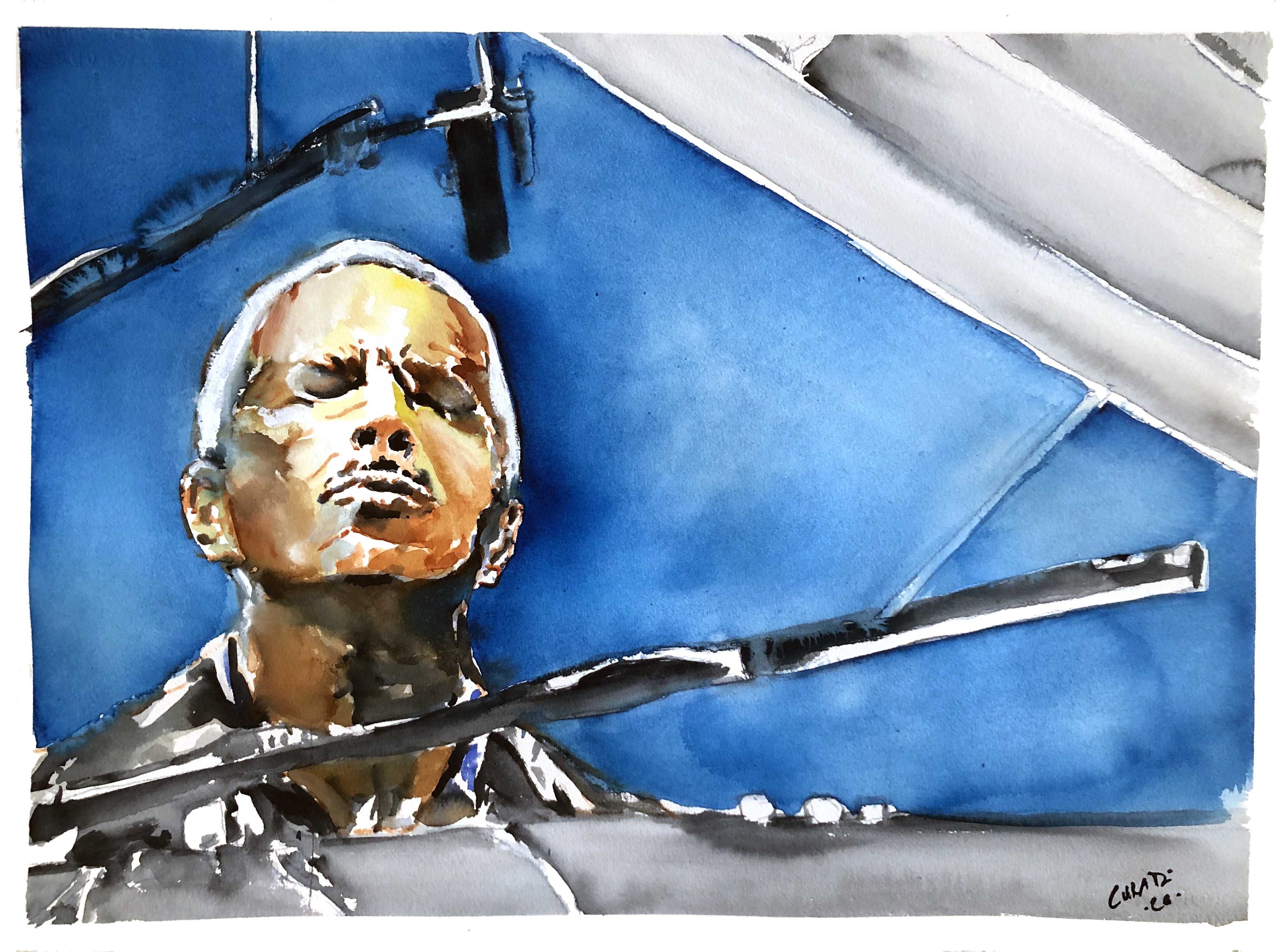 Keith Jarrett - Watercolor on paper 75x55cm