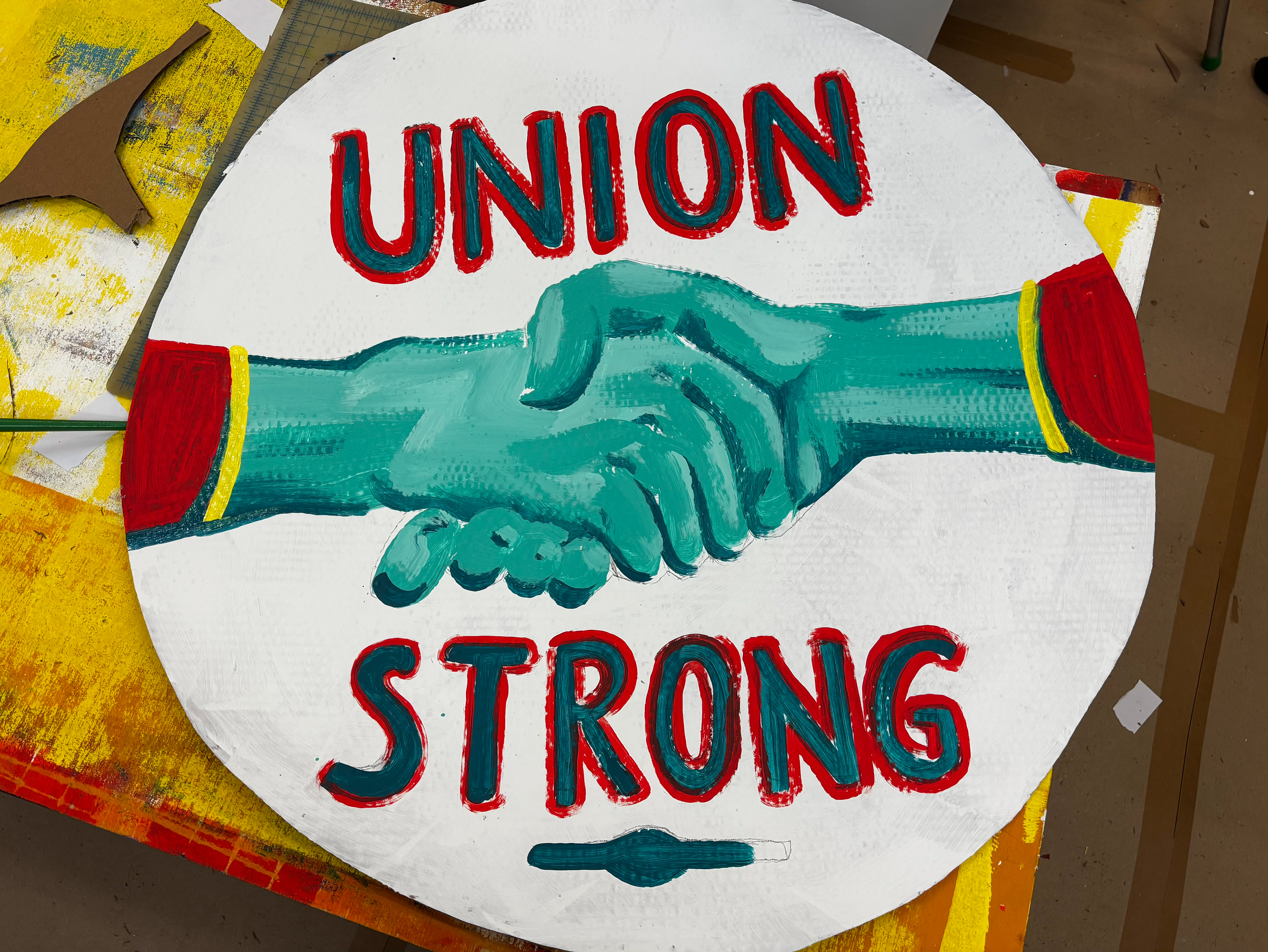 Union Strong sign, No Kings March